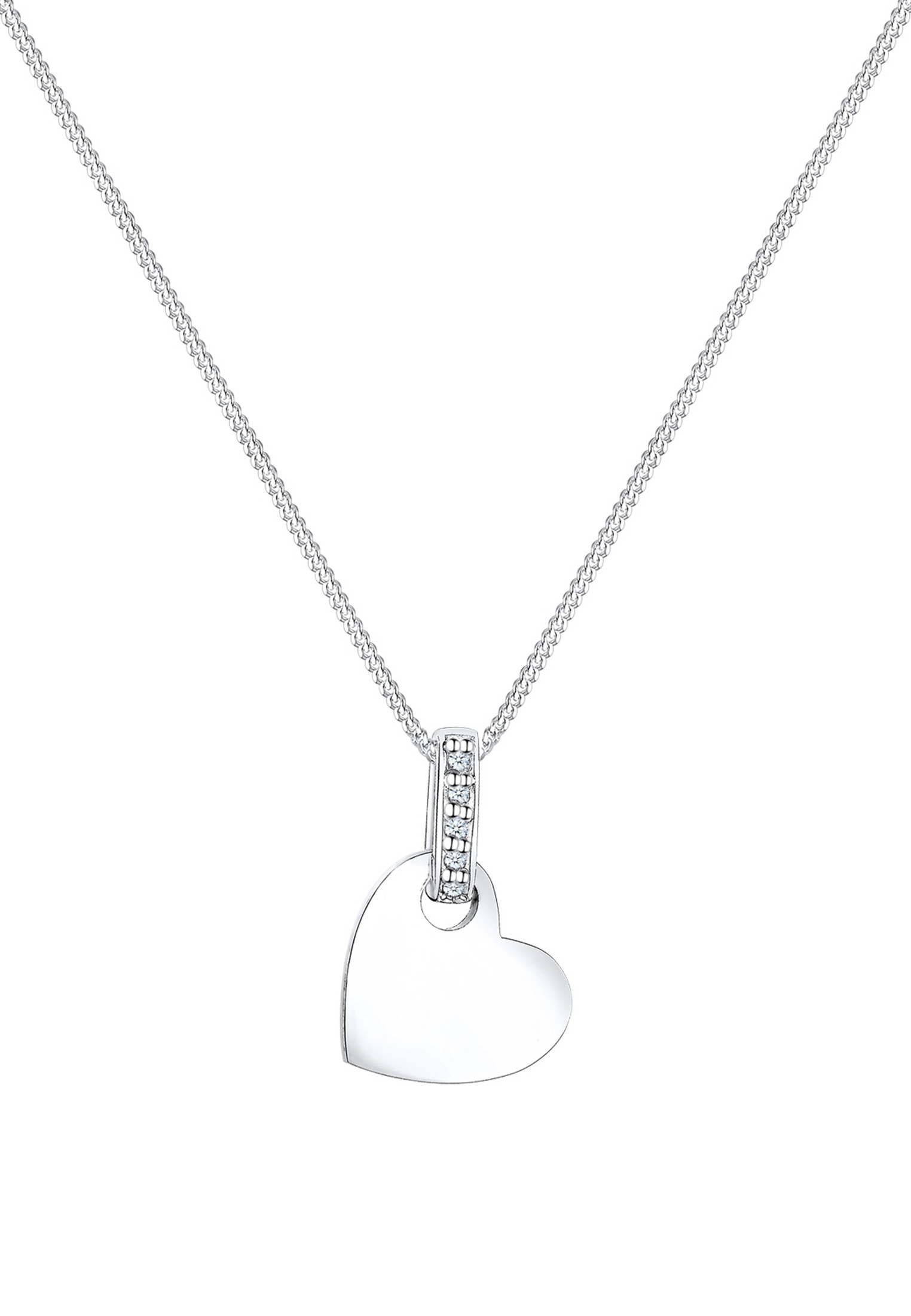 Elli DIAMONDS Silberkette »Halskette Herz Liebe Diamant (0.025 ct.) 925 Silber«
