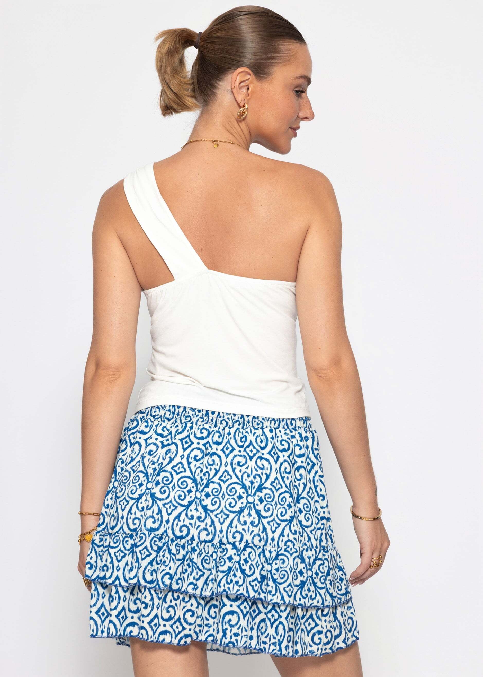 SASSYCLASSY T-Shirt »One-Shoulder-Top« Elegantes Top mit dekorativem Knotendetail in fließendem Material