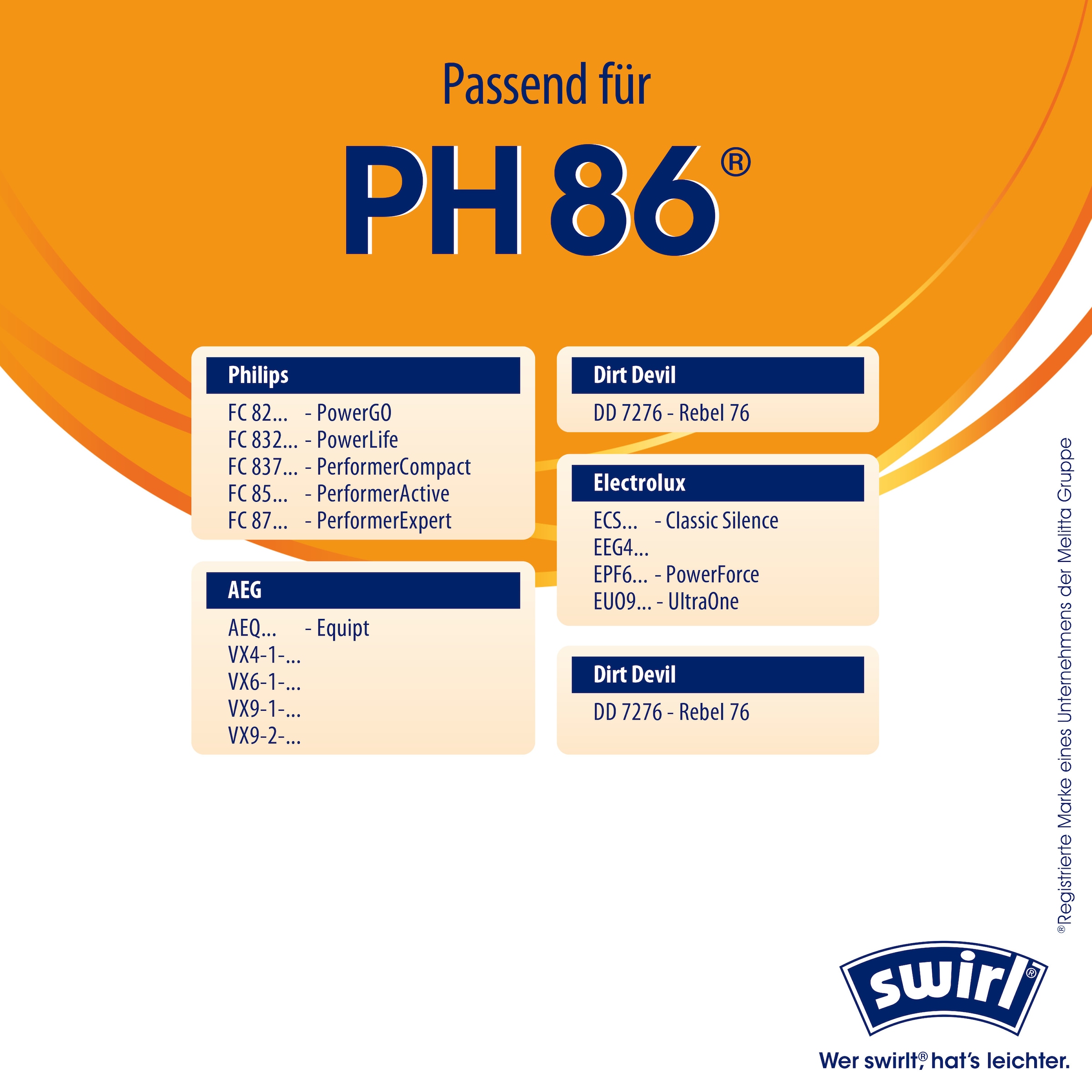 Swirl Staubsaugerbeutel »Swirl® PH 86/96 EcoPor® XL Vorteilspack Staubsaugerbeutel für Philips«, (Packung, 11 St.)