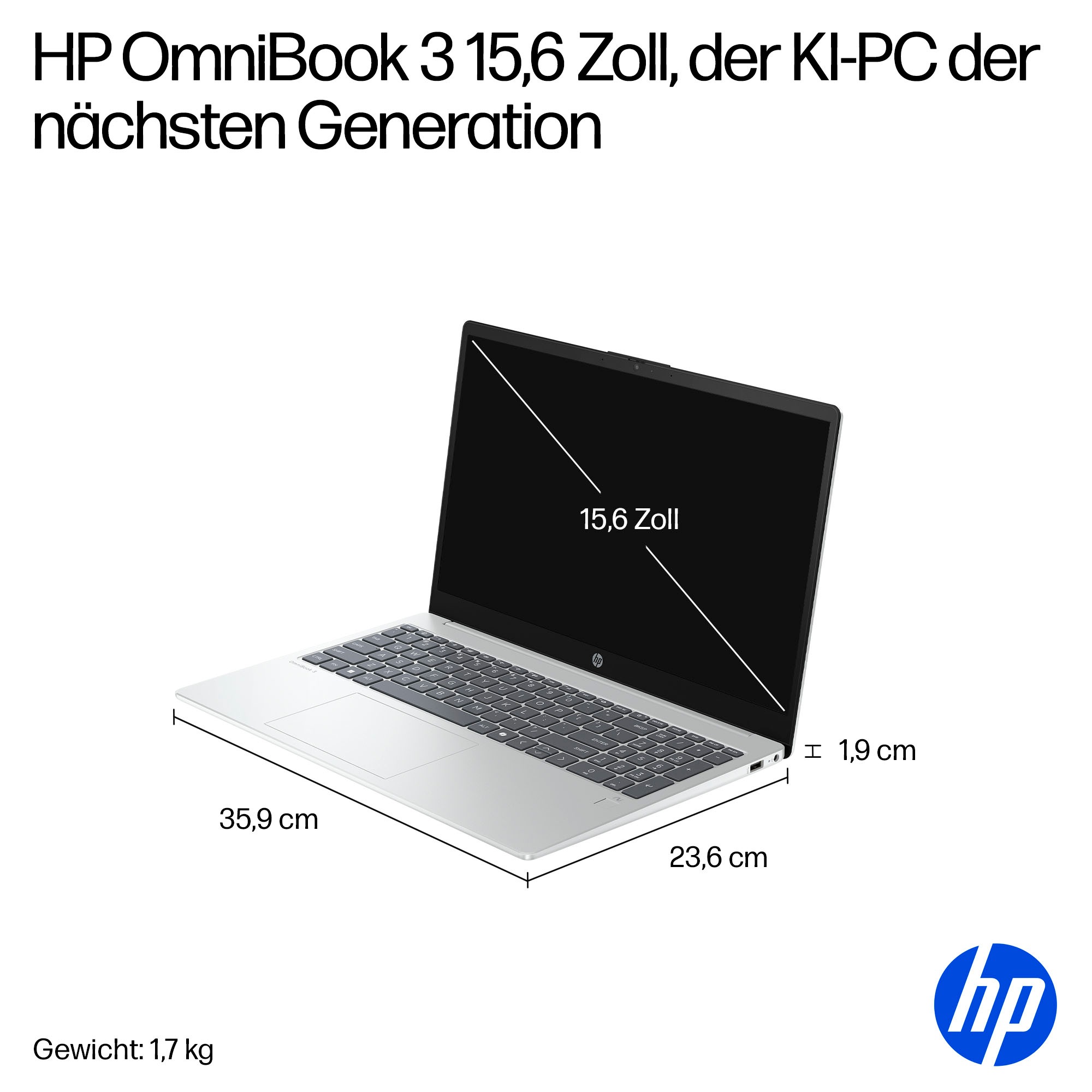 HP Notebook »OmniBook 3 NGAI 15-fn0655ng« 39,6 cm / 15,6 ″ AMD Ryzen™ AI 5 Radeon 840M 1.000 GB SSD