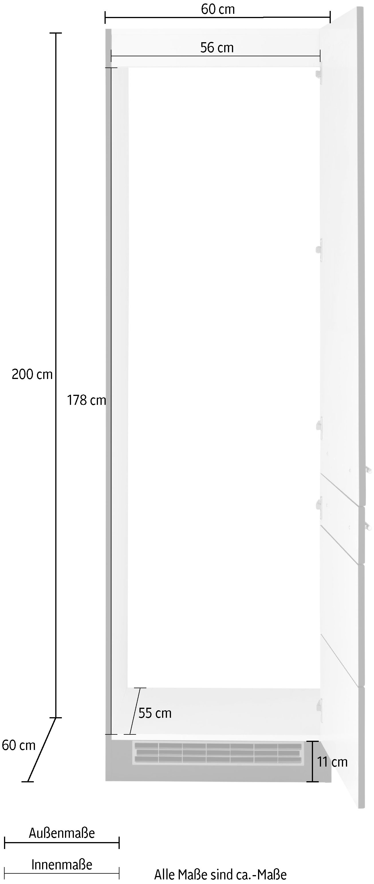 HELD MÖBEL Kühlumbauschrank »Wien«, 60 für hoch, kaufen breit, auf cm geeignet Einbau-Kühlgefrierkombination Rechnung cm 200