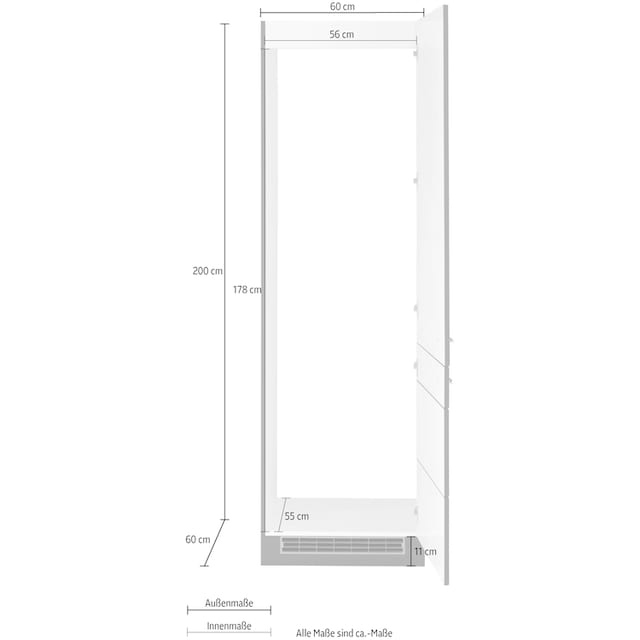 HELD MÖBEL Kühlumbauschrank »Wien«, 60 cm breit, 200 cm hoch, geeignet für  Einbau-Kühlgefrierkombination auf Rechnung kaufen