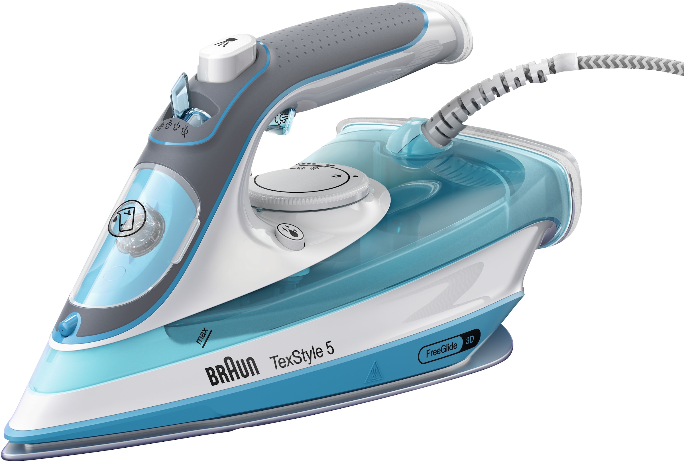 Braun TexStyle 5 SI 5006 BL Trocken- & Dampfbügeleisen Keramik-Bügelsohle 2600 W Blau, Grau, Weiß