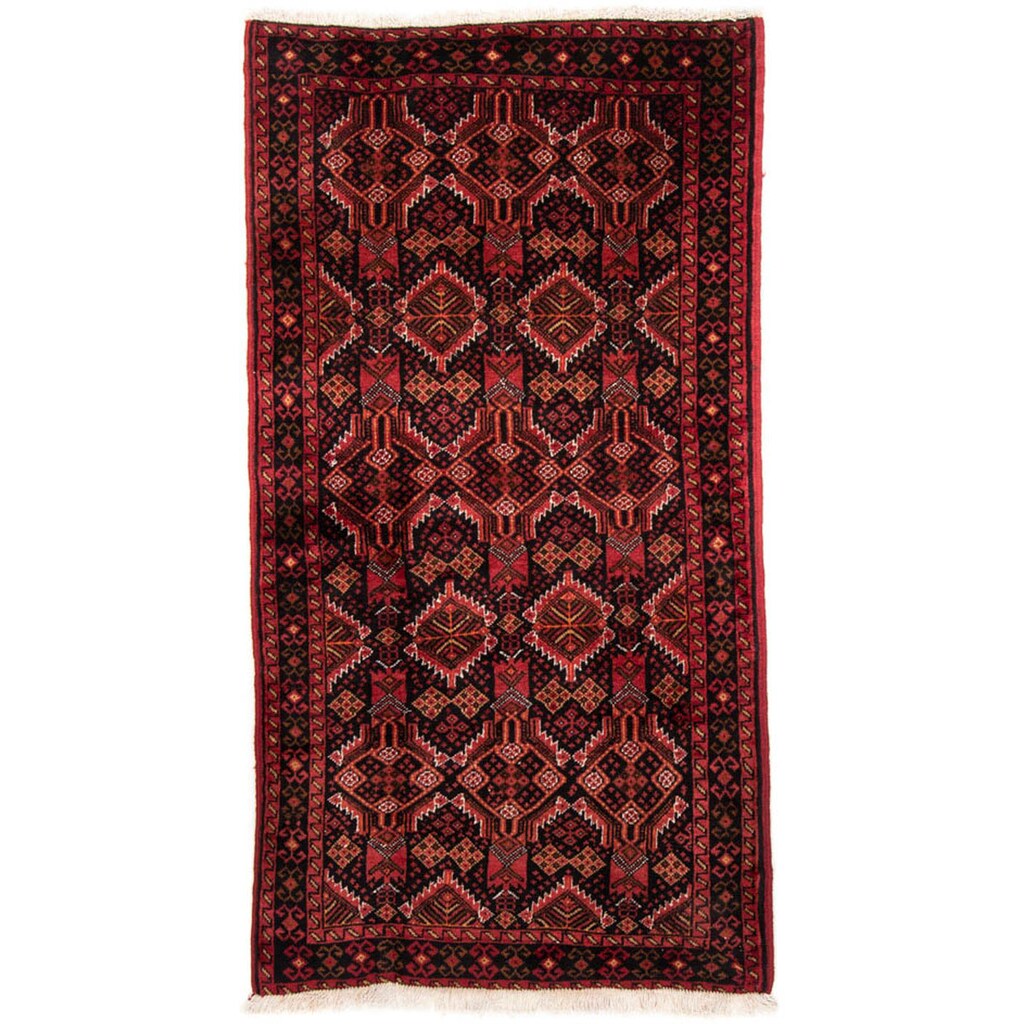 morgenland Hochflor-Läufer »Belutsch Durchgemustert Rosso scuro 184 x 96 cm«, rechteckig