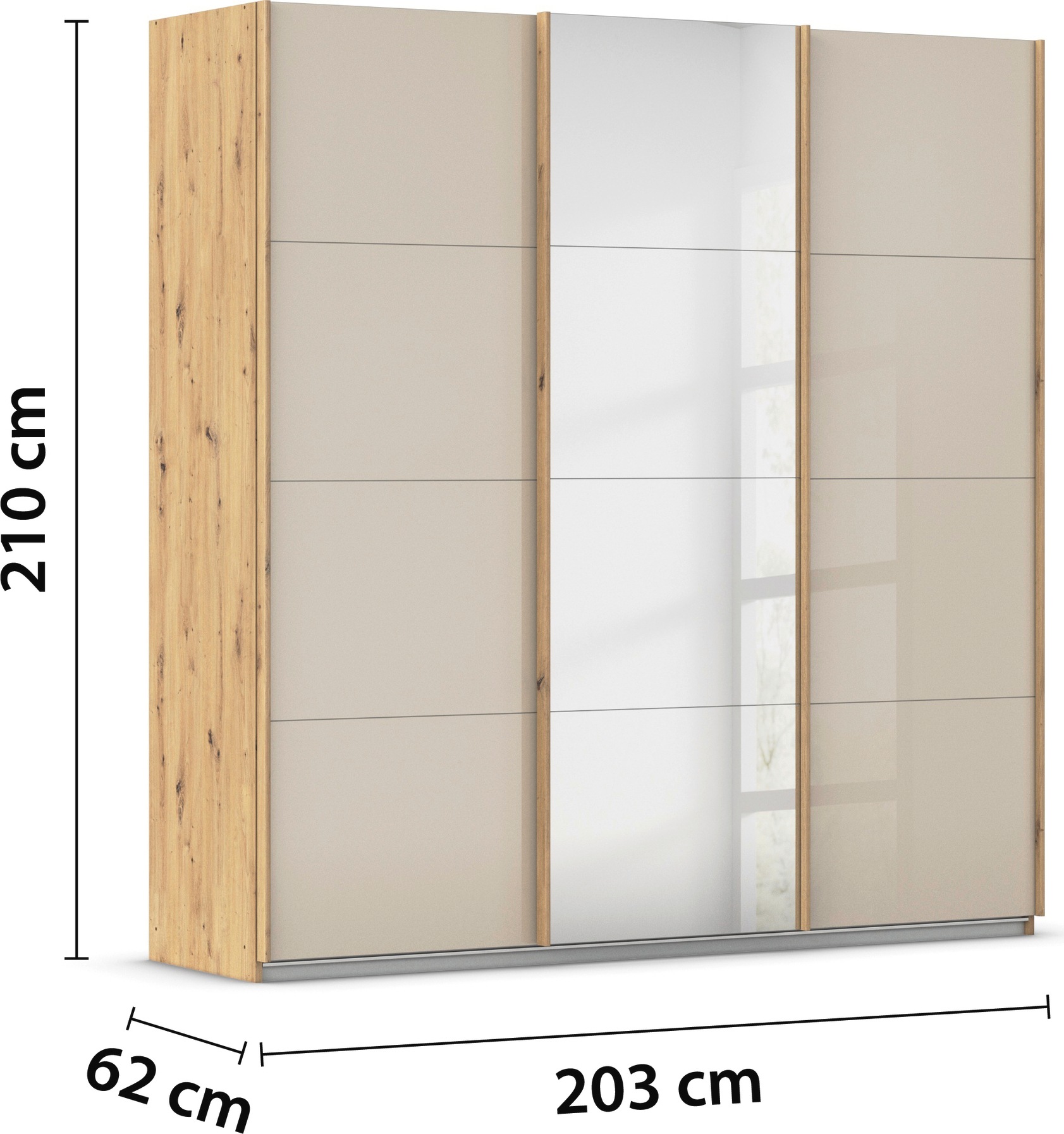 rauch Schwebetürenschrank »Kleiderschrank Kleiderschränke Schrank Garderobe AGORDO mit Glasfront«, durchdachte Innenausstattung, in 4 Breiten und 2 Höhen MADE IN GERMANY
