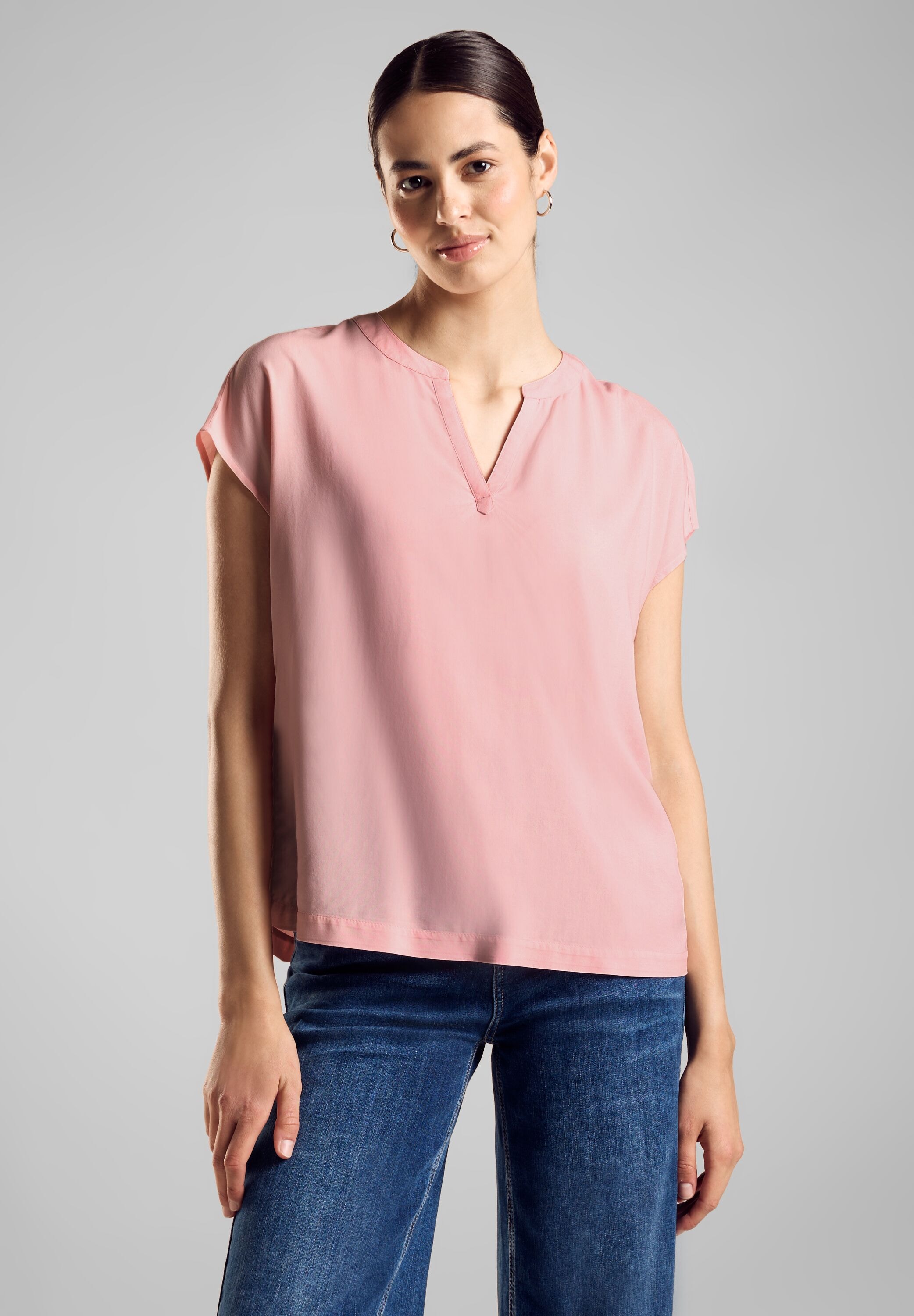 STREET ONE Kurzarmbluse, Blusenshirt aus reiner Viskose