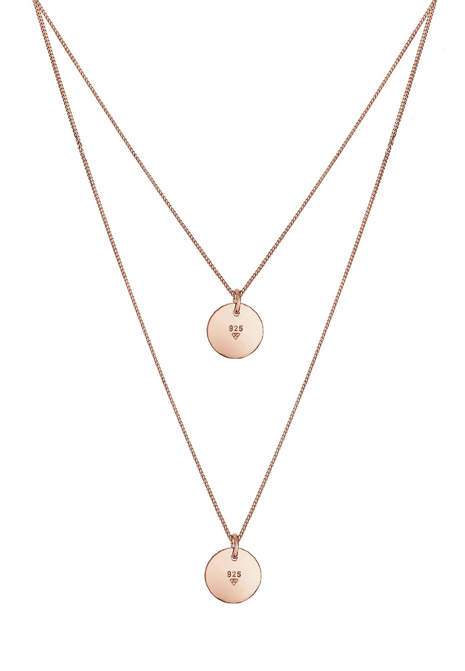 Elli Silberkette »Halskette Layer Kette mit Kreis Plättchen 925 Silber«