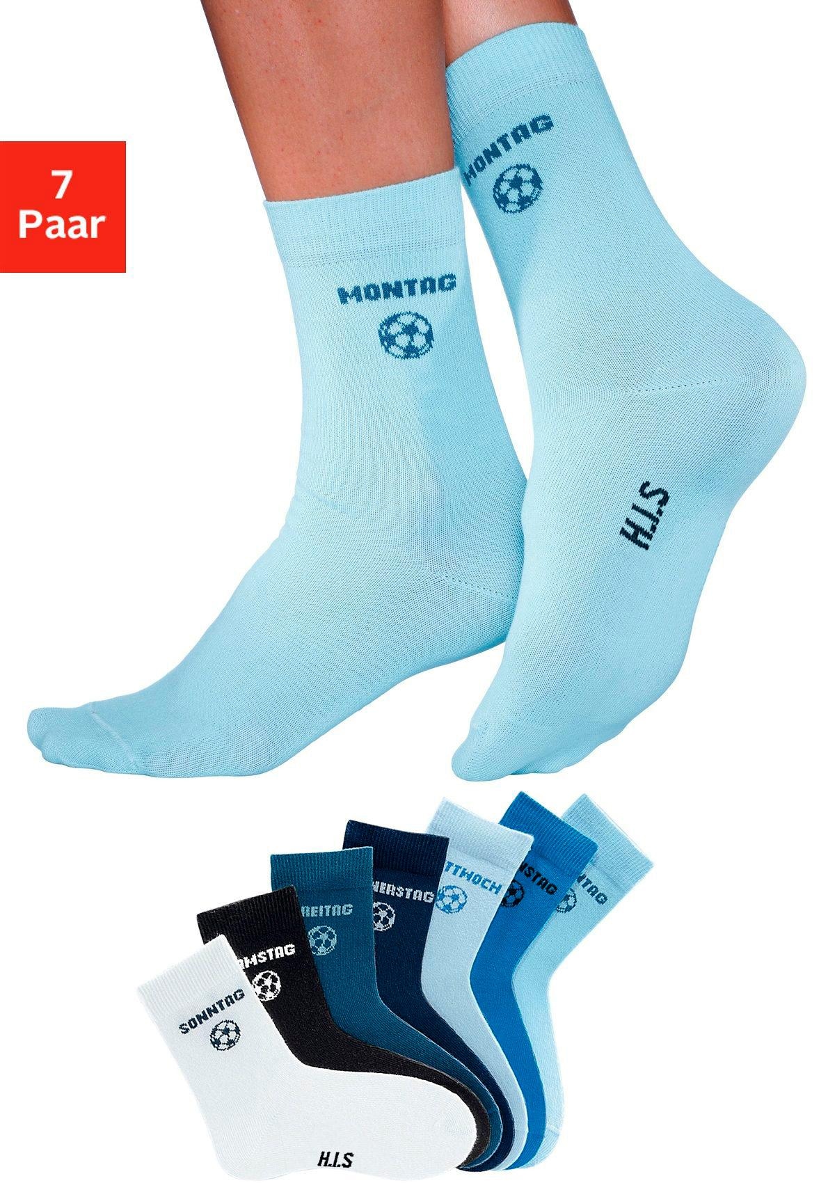 mit (7 Kinder Socken, für bei Fußballmotiv Paar), H.I.S