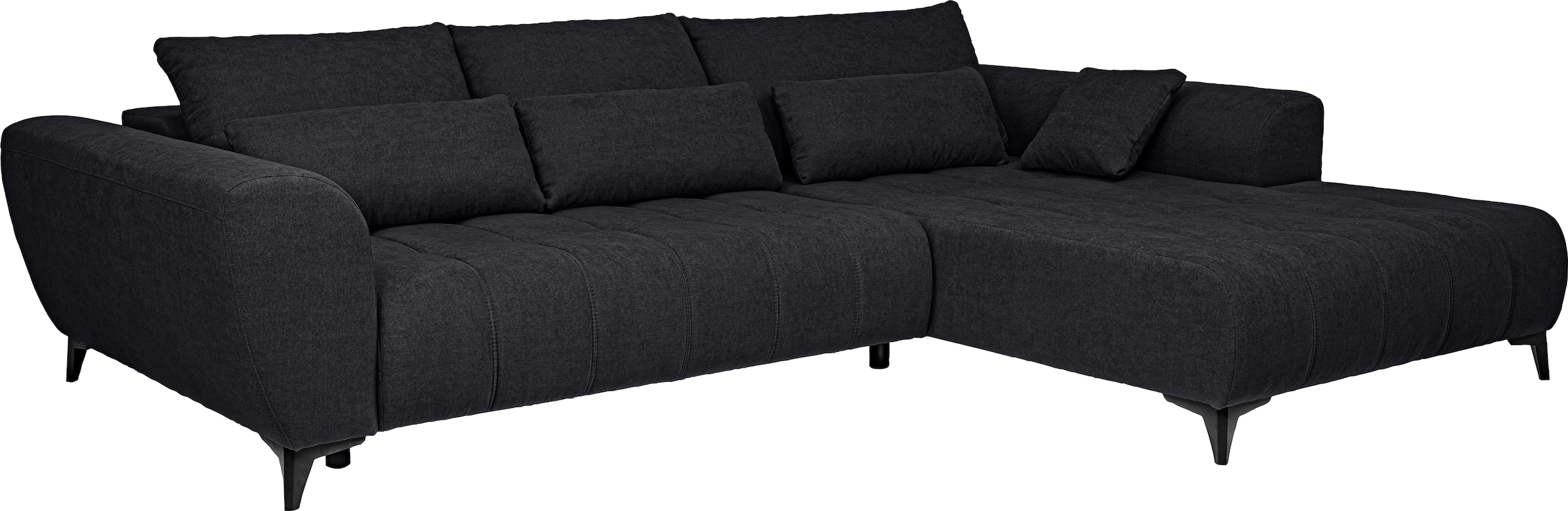 WERK2 Ecksofa »Garay, XXL-Liegefläche: elektrisch ausziehbar auf ca. 228×126 cm« Luxus in Übergröße: XXL-Liegefläche, Komfort-Ottomane & stilvolle Füße
