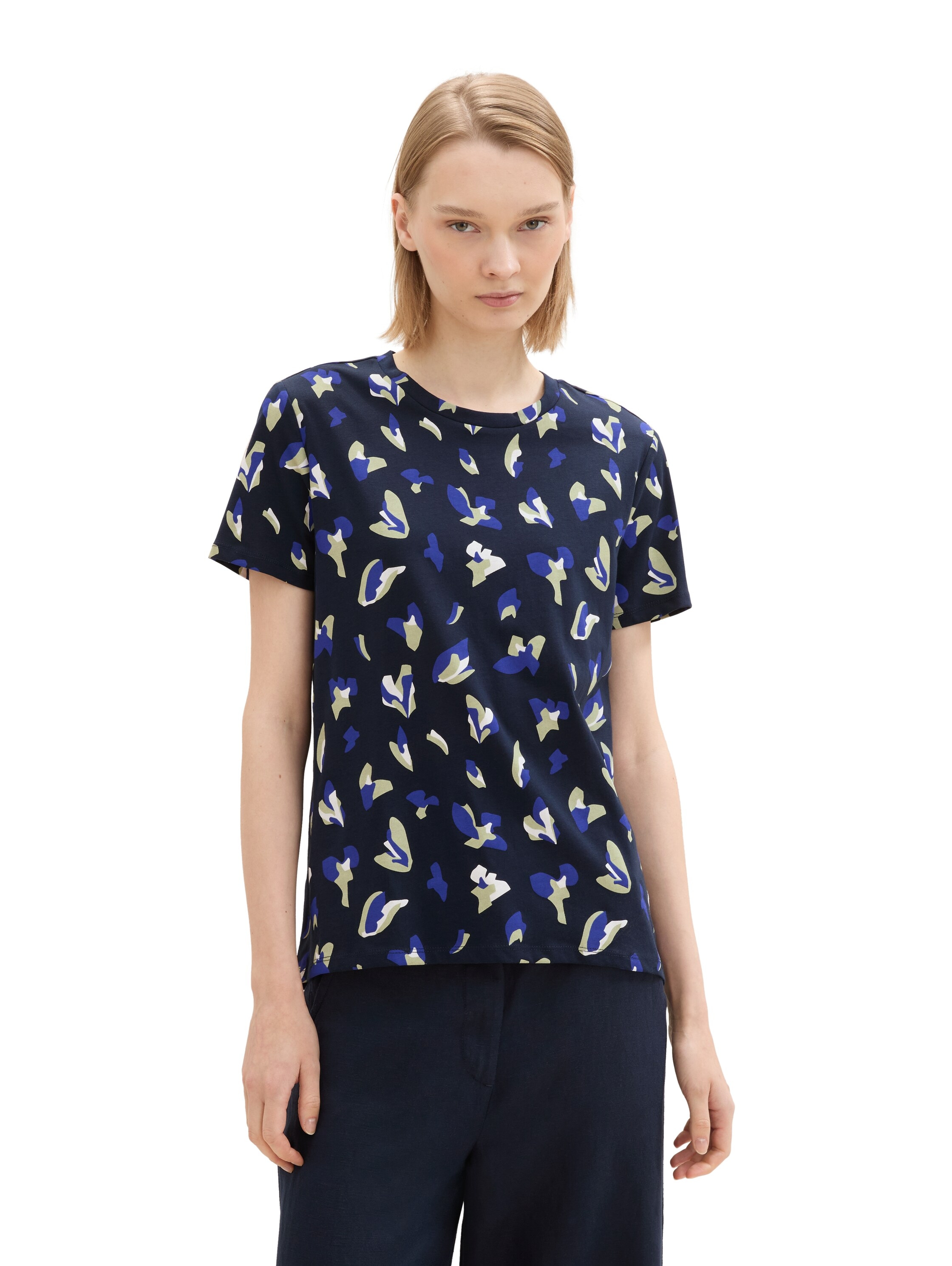 TOM TAILOR Denim Rundhalsshirt, mit All-Over Print