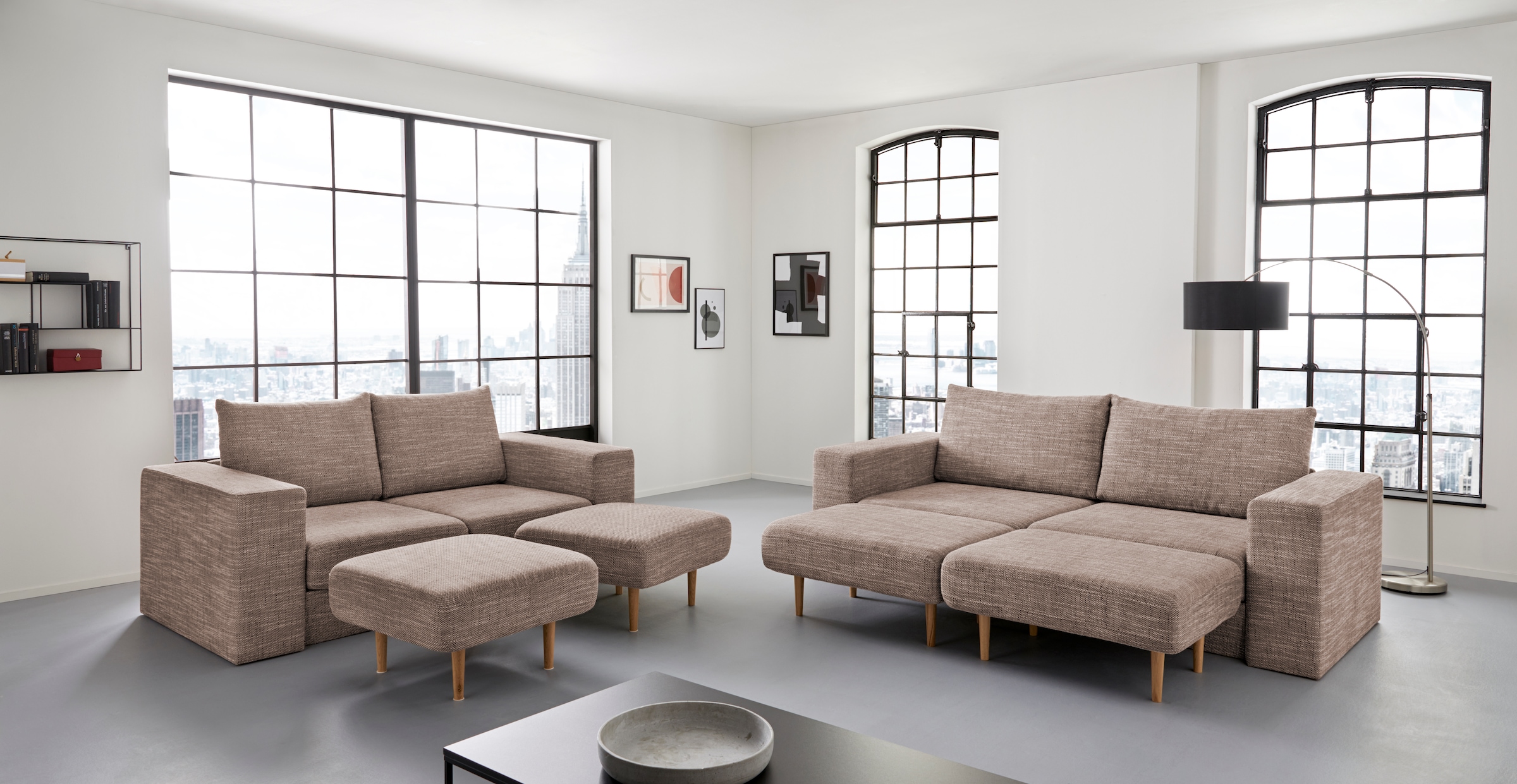 LOOKS by Wolfgang Joop 3,5-Sitzer »Looksv«, Verwandlungssofa: aus Sofa wird Sofa mit 2 Hockern