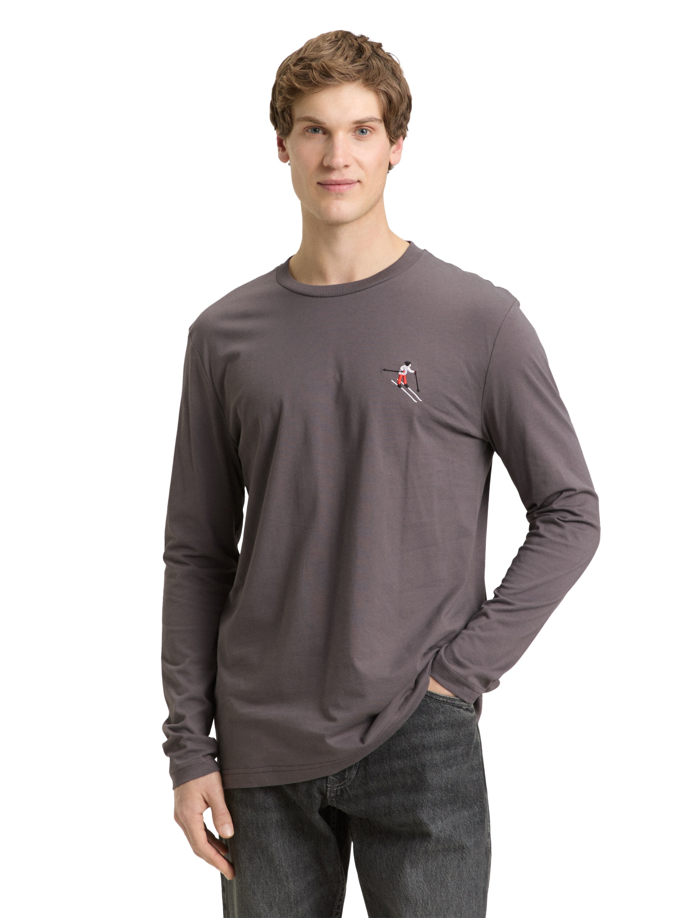 TOM TAILOR Denim Langarmshirt mit Logo-Stickerei auf der Brust