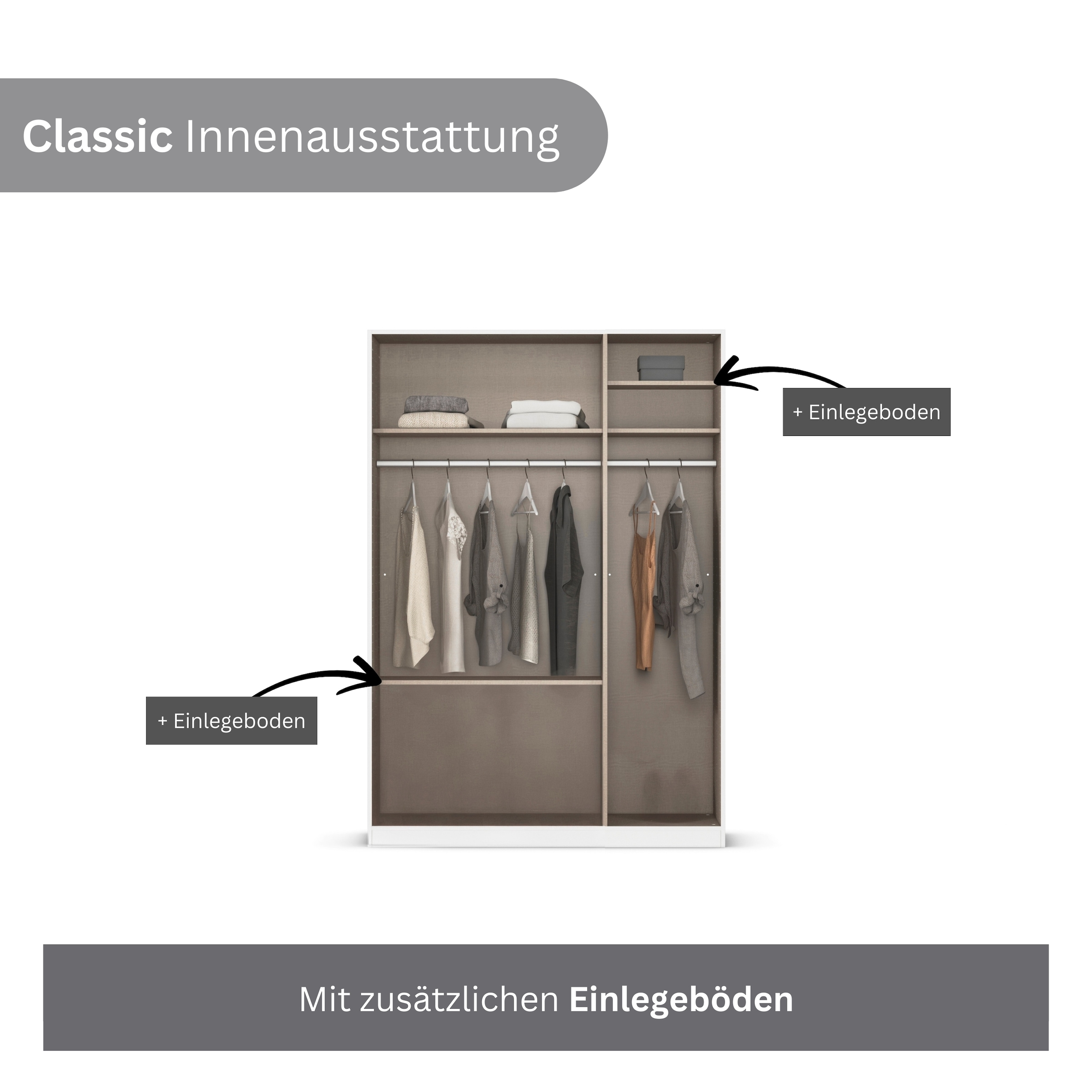 rauch Kleiderschrank »Drehtürenschrank Schrank Garderobe Wäscheschrank Schlafzimmer AVOLA«, (in 3 verschiedenen Ausstattungen BASIC/CLASSIC/PREMIUM), mit hochwertigen Stangengriffen aus Metall in Schwarz MADE IN GERMANY