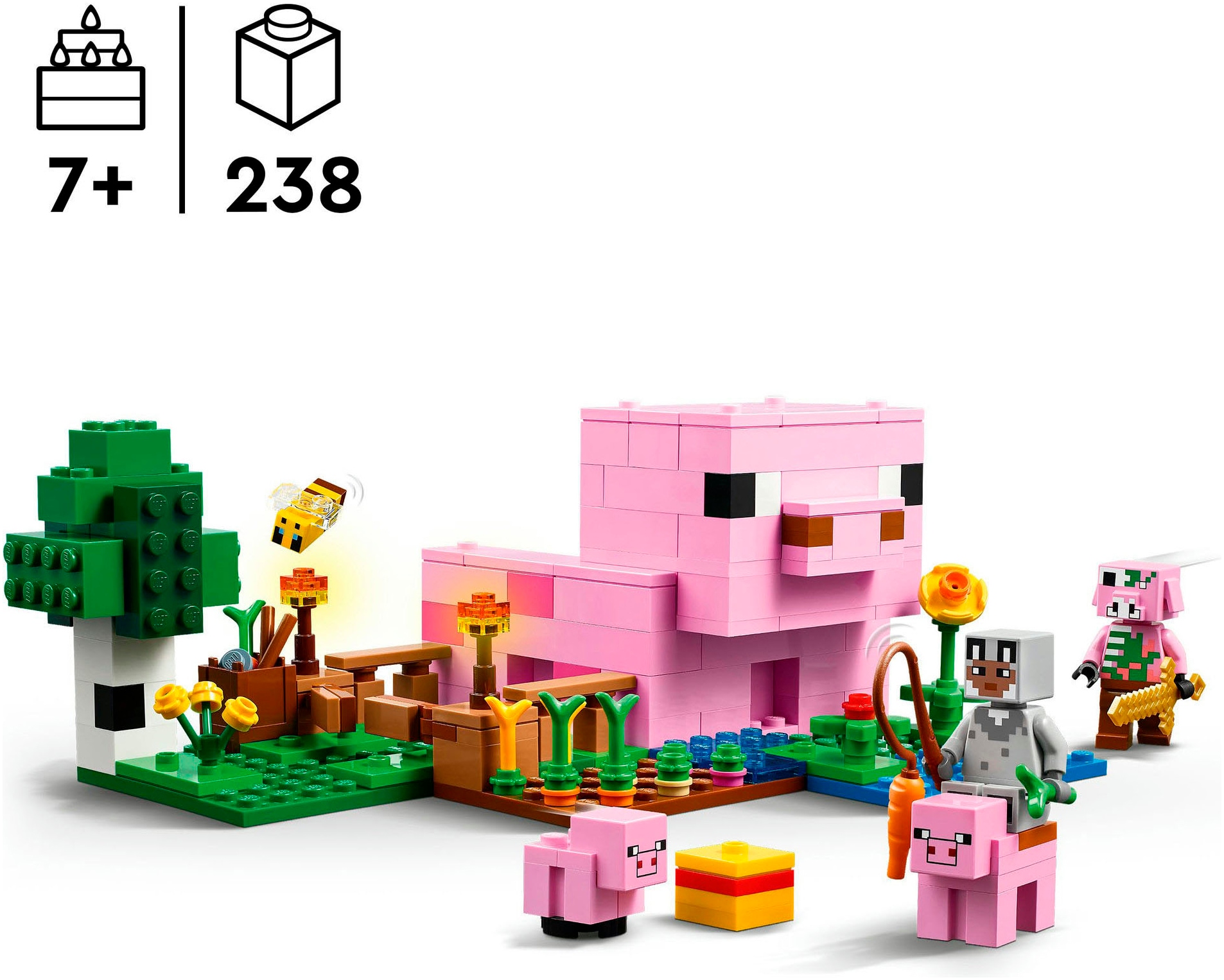 LEGO® Konstruktionsspielsteine »Das Babyschwein-Haus (21268), LEGO Minecraft«, (238 St.), Made in Europe