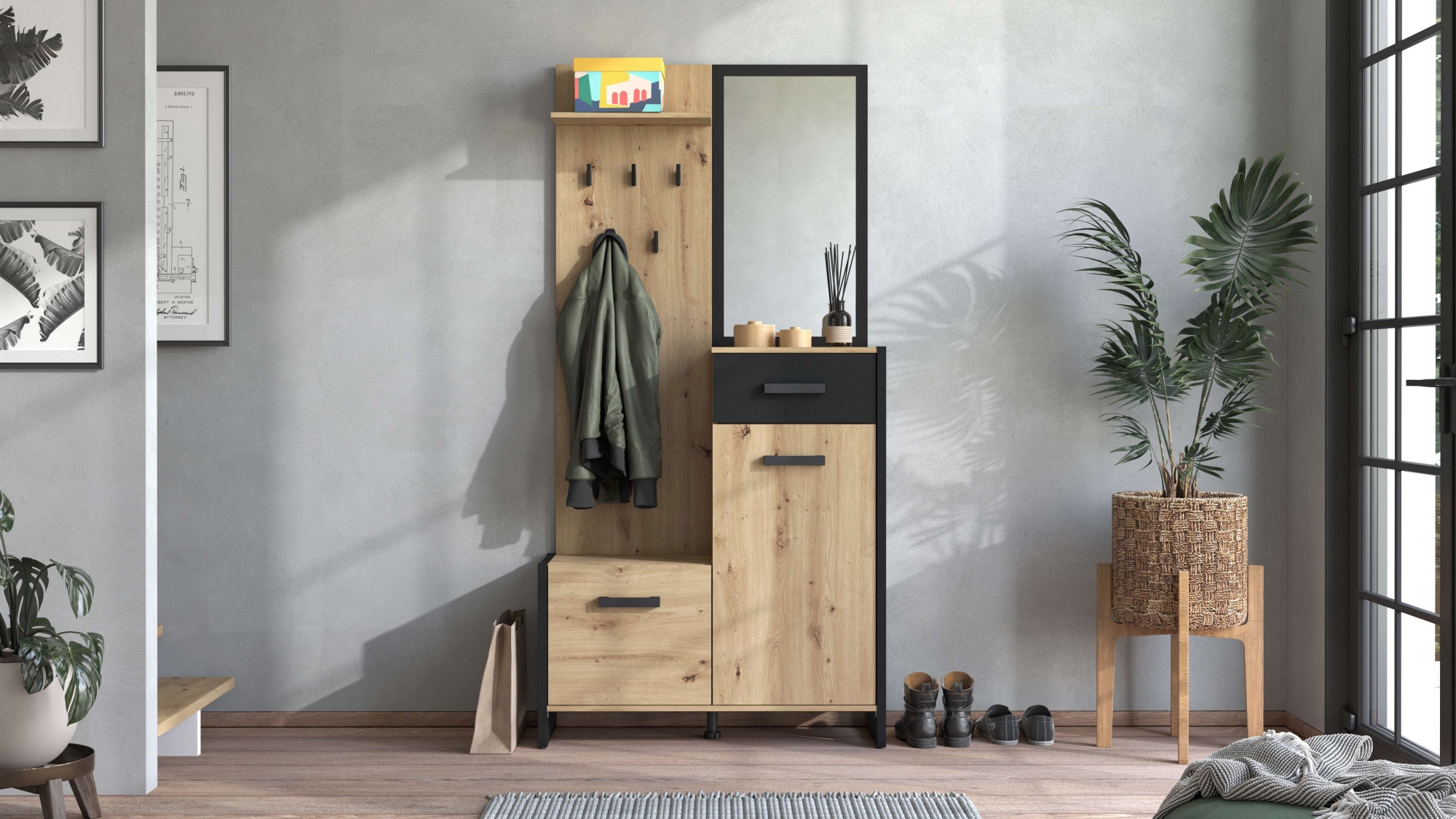 INOSIGN Garderoben-Set »Oleron Kompaktgarderobe, Flurgarderobe, Dielenschrank«, (Komplett-Set), Schrank, Schuhschrank, Wandschrank, in modernen Farben