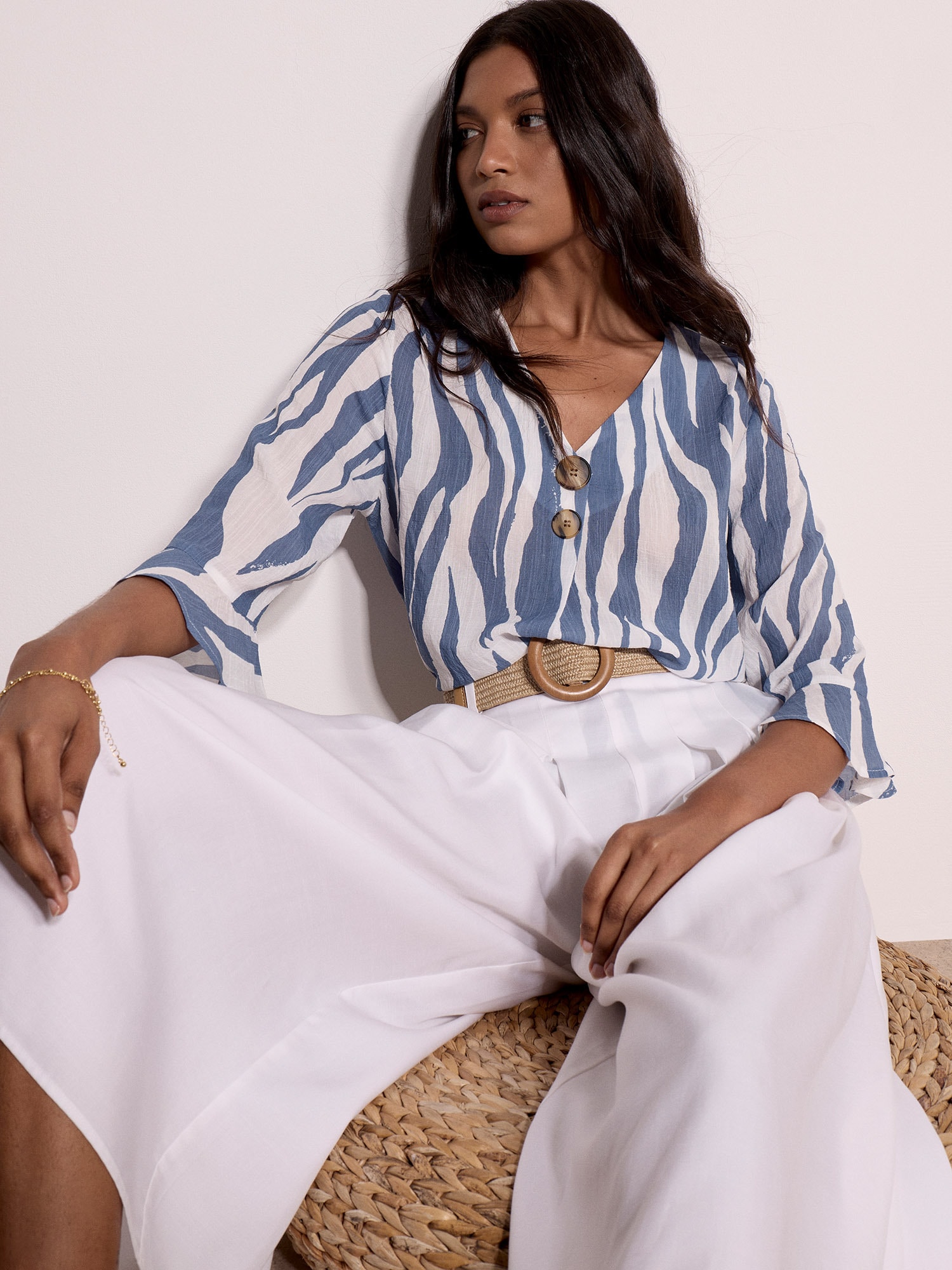 Apricot Shirtbluse »Apricot Oberteil mit Glockenärmeln im Zebra-Print«
