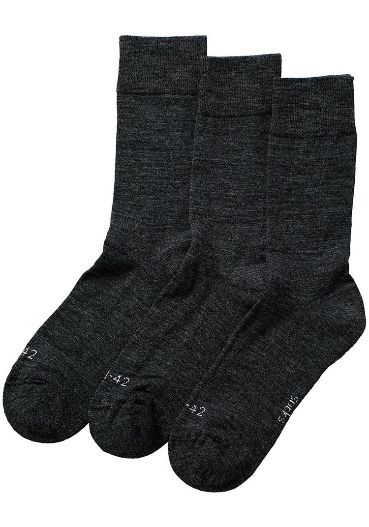 Apollo Basicsocken, (3er Pack), mit Stickerei und weichen Merinowoll-Anteil