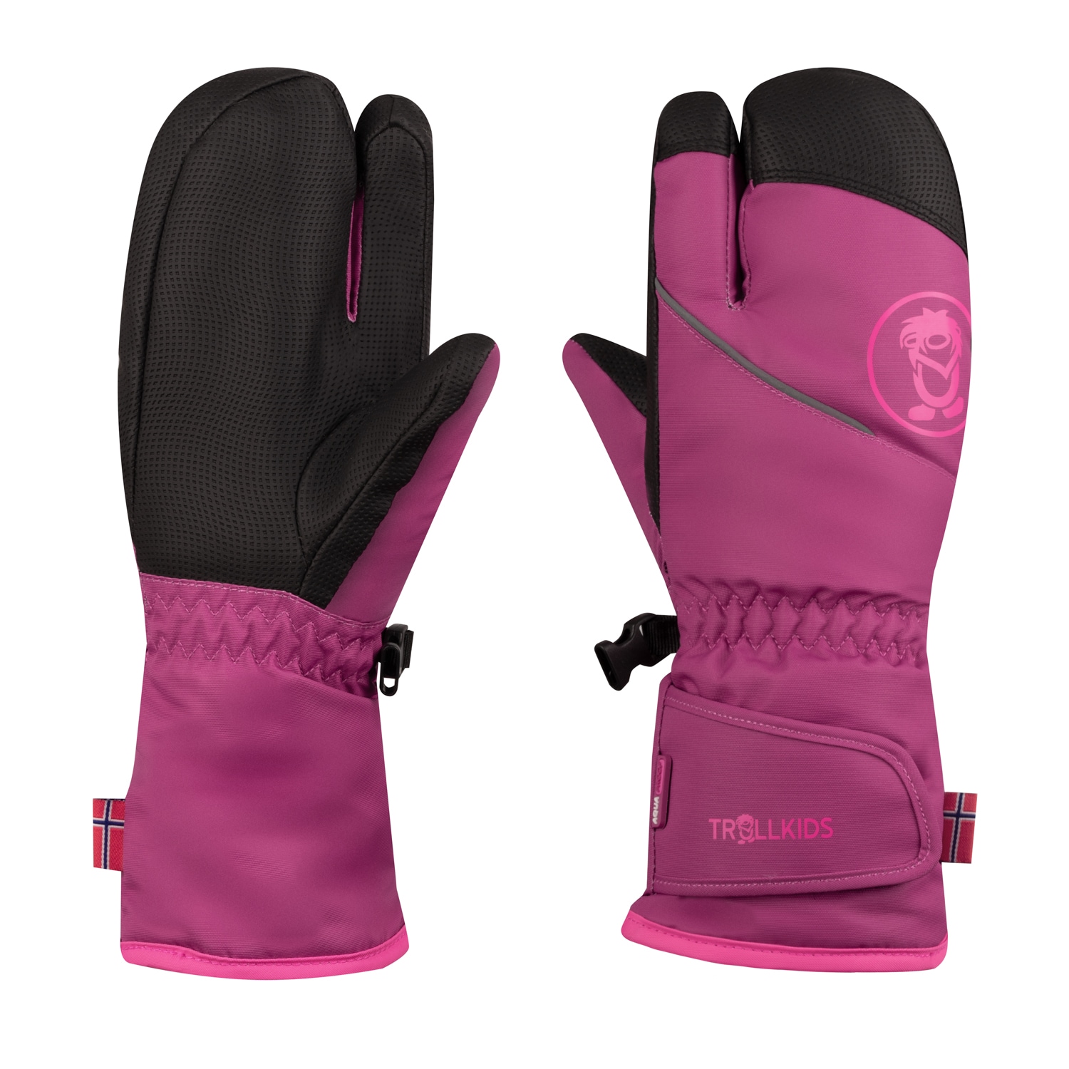 TROLLKIDS, Damen, Skihandschuhe »KIDS TROLL 3 FINGER GLOVE« 2 Stk., bright berry/light magenta, bright berry/light magenta, Skihandschuhe von 