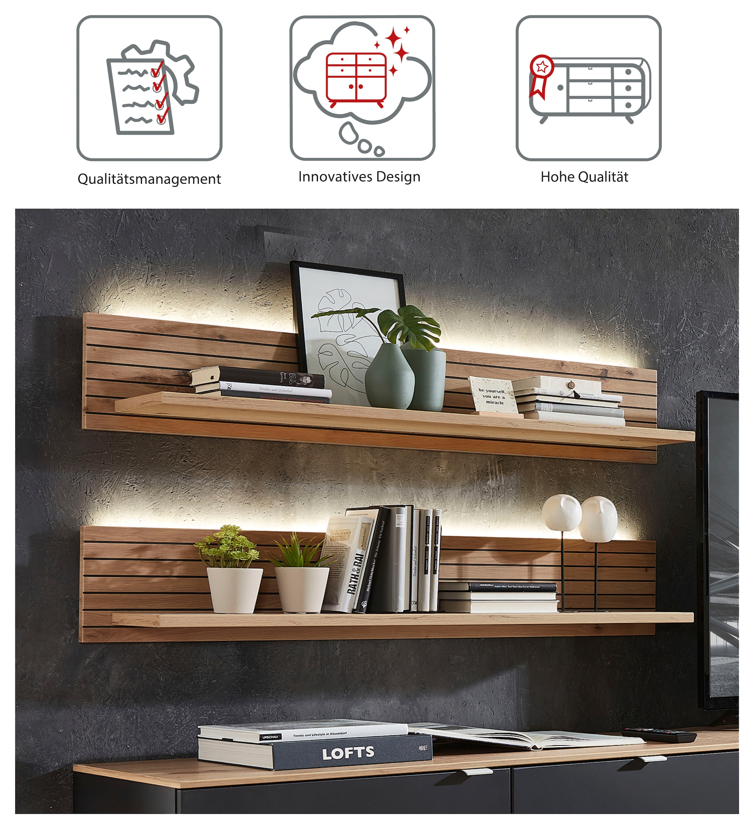 Innostyle Wandboard »Core, Wandbord Maße B/H/T 120x22x23 cm« 1 Stk. tlg. Wandbord mit 1 Boden inkl. LED Beleuchtung
