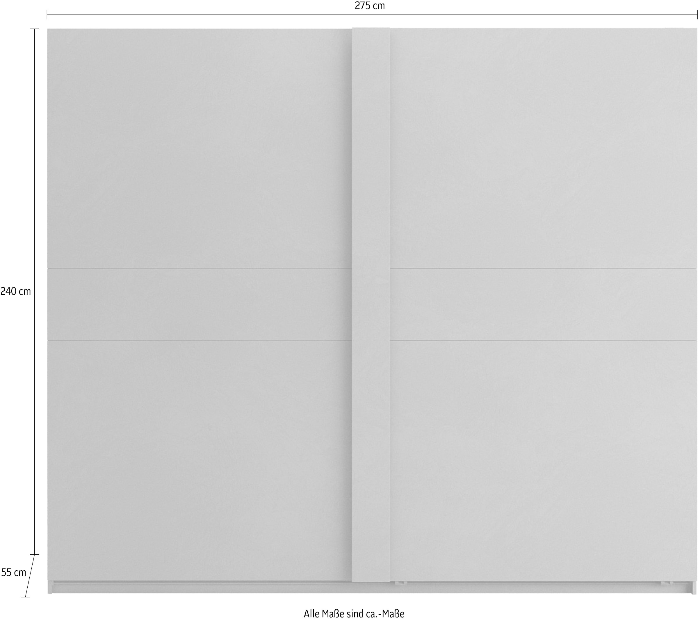 Home affaire Schwebetürenschrank »Jupiter, Schiebetürenschrank in Steingrau« 2 Breiten, moderne Griffblende, Metallgriffleisten, 22 mm Böden