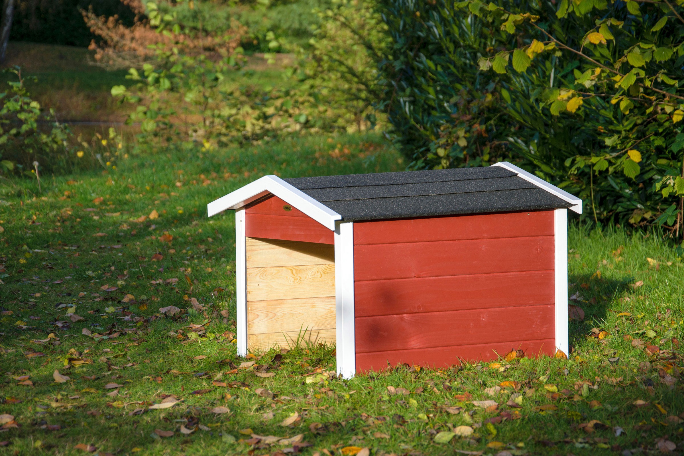 dobar Mähroboter-Garage, aus Holz in rot, mit Bitumen-Dach