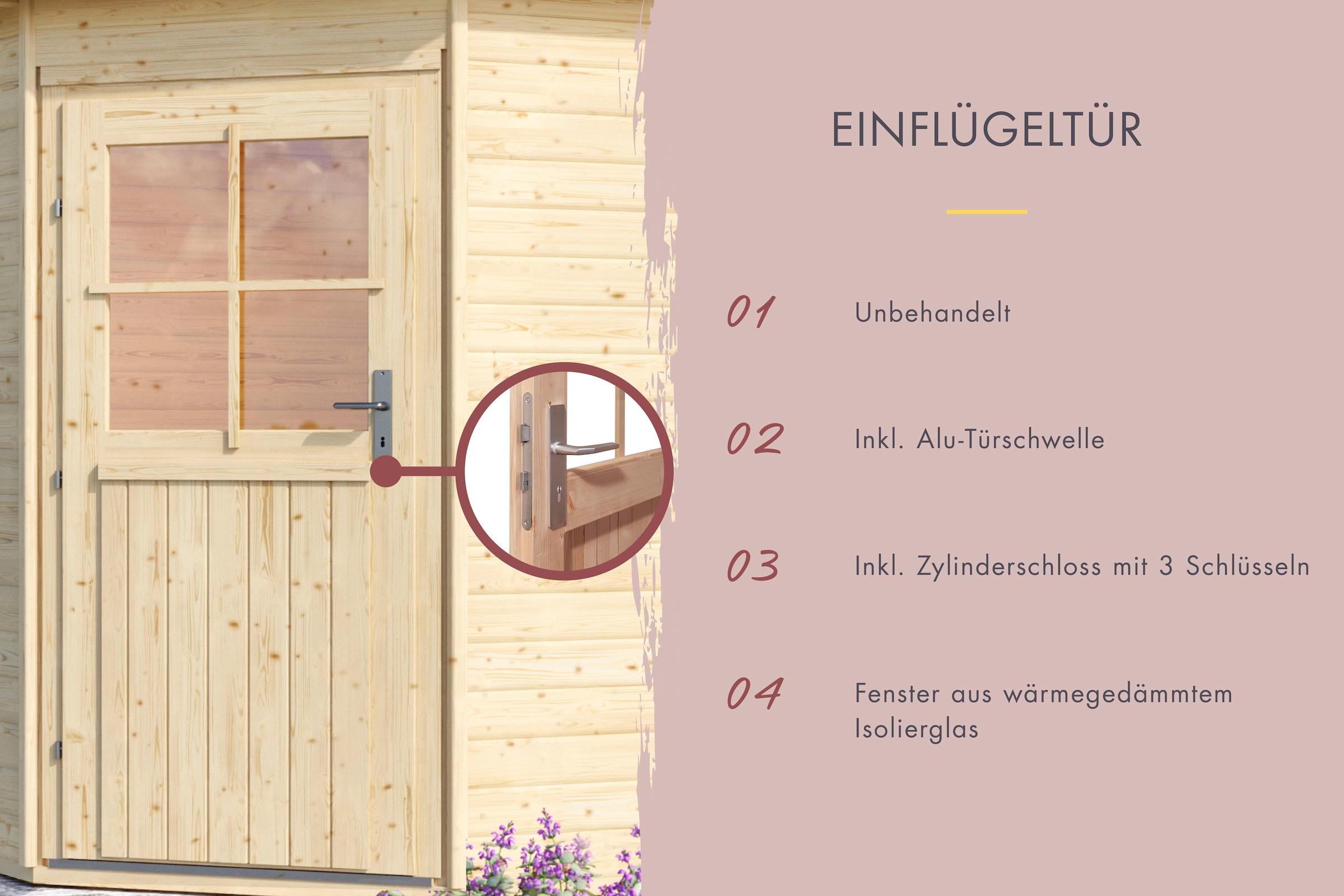 Karibu Saunahaus »Ralf« Set,  Ofen 9 KW externe Strg easy