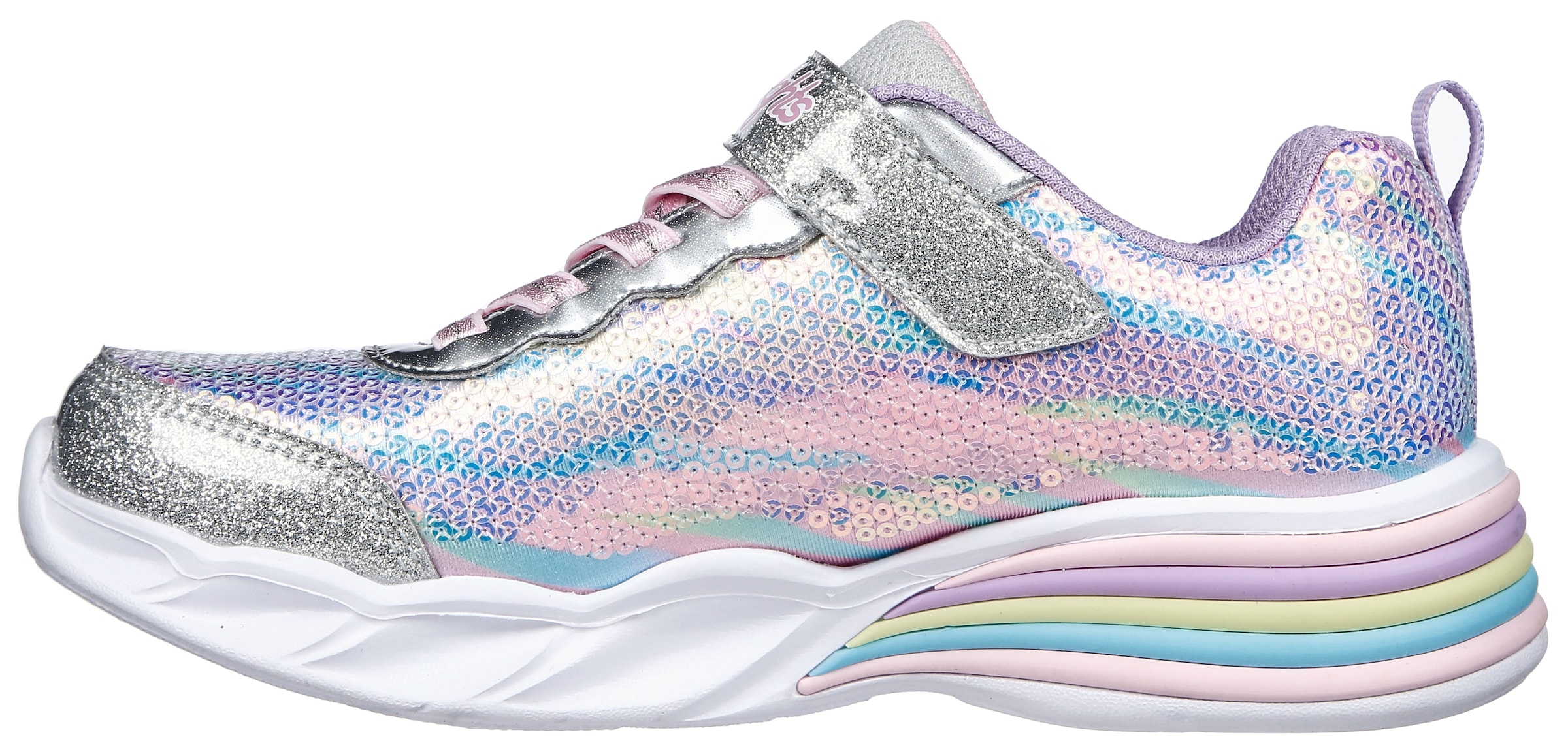 Skechers Kids Sneaker »SWEETHEART LIGHTS«, Klettschuh, Freizeitschuh, Blinkschuh mit schimmerndem Metallic Look