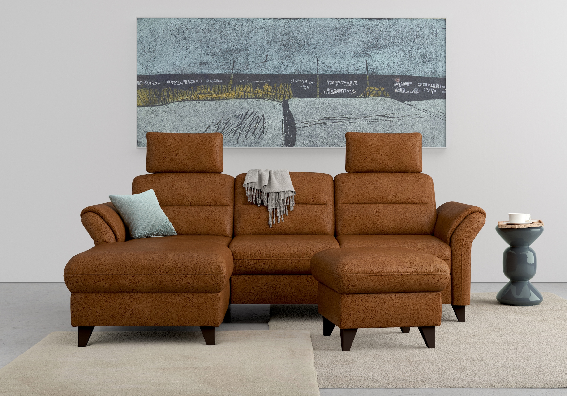 sit&more Ecksofa »Mellum L-Form« Federkern, wahlweise mit Bettfunktion, Bettkasten und Armteilfunktion