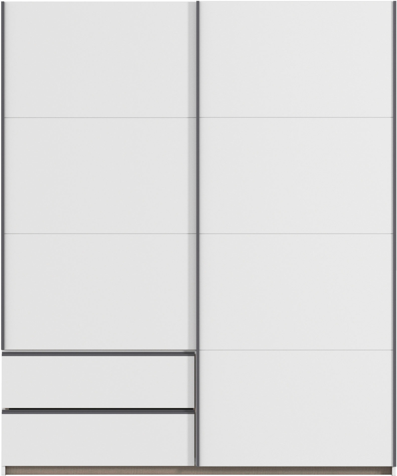 rauch Schwebetürenschrank »Kleiderschrank Schrank Garderobe Wäscheschrank SEVILLA«, (in 3 verschiedenen Ausstattungen BASIC/CLASSIC/PREMIUM), Metall-Griffleisten alufarben oder Graumetallic MADE IN GERMANY