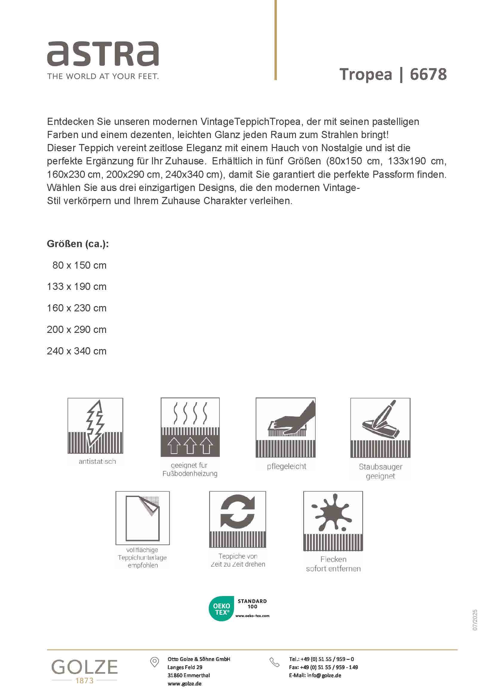 ASTRA Teppich »Tropea 241« rechteckig 6 mm Höhe Vintage, leichter Glanz, hochwertiger Kurzflor, Orientalisch