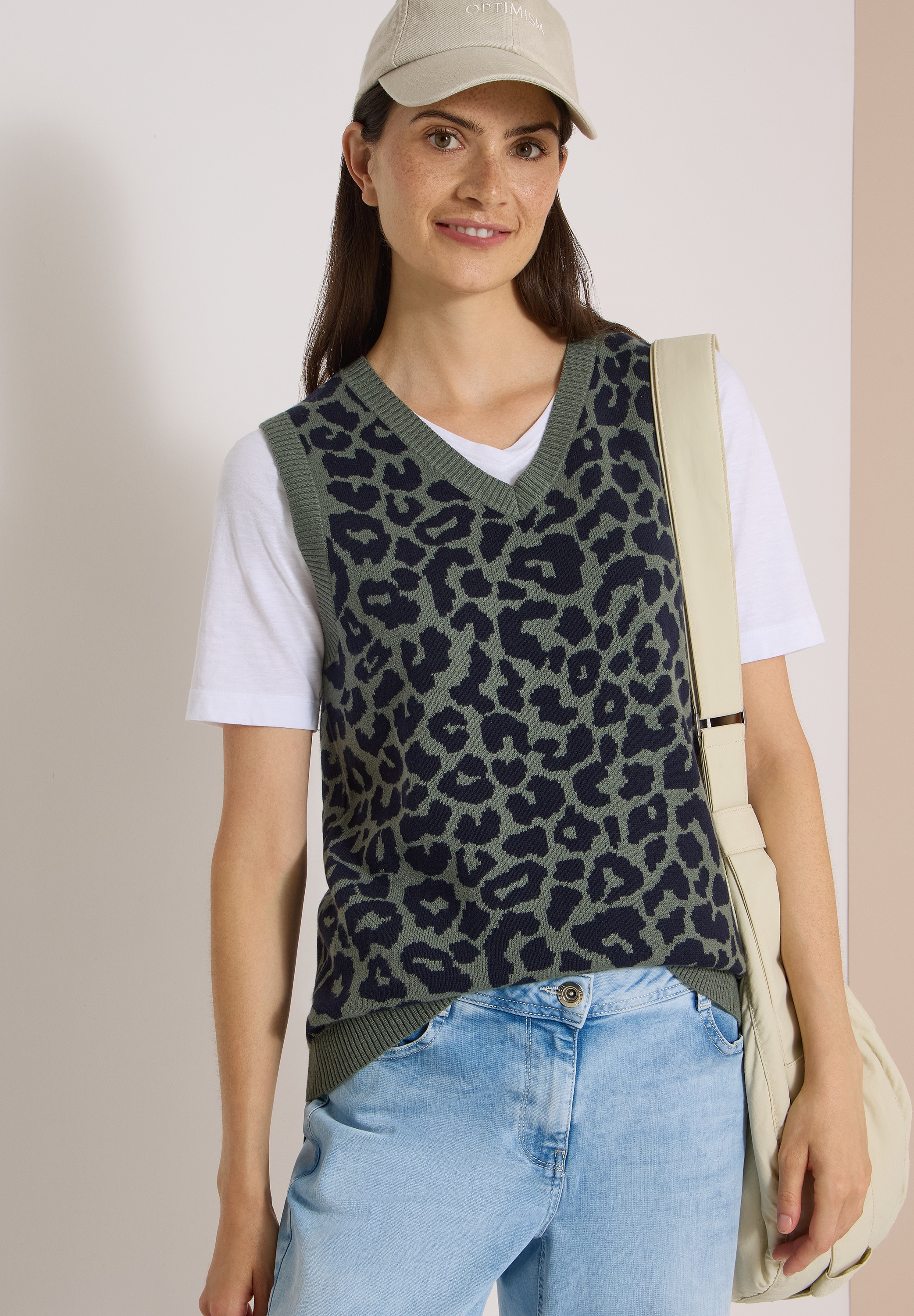 Cecil Pullunder Sommer-Weste mit V-Neck und Leo-Muster
