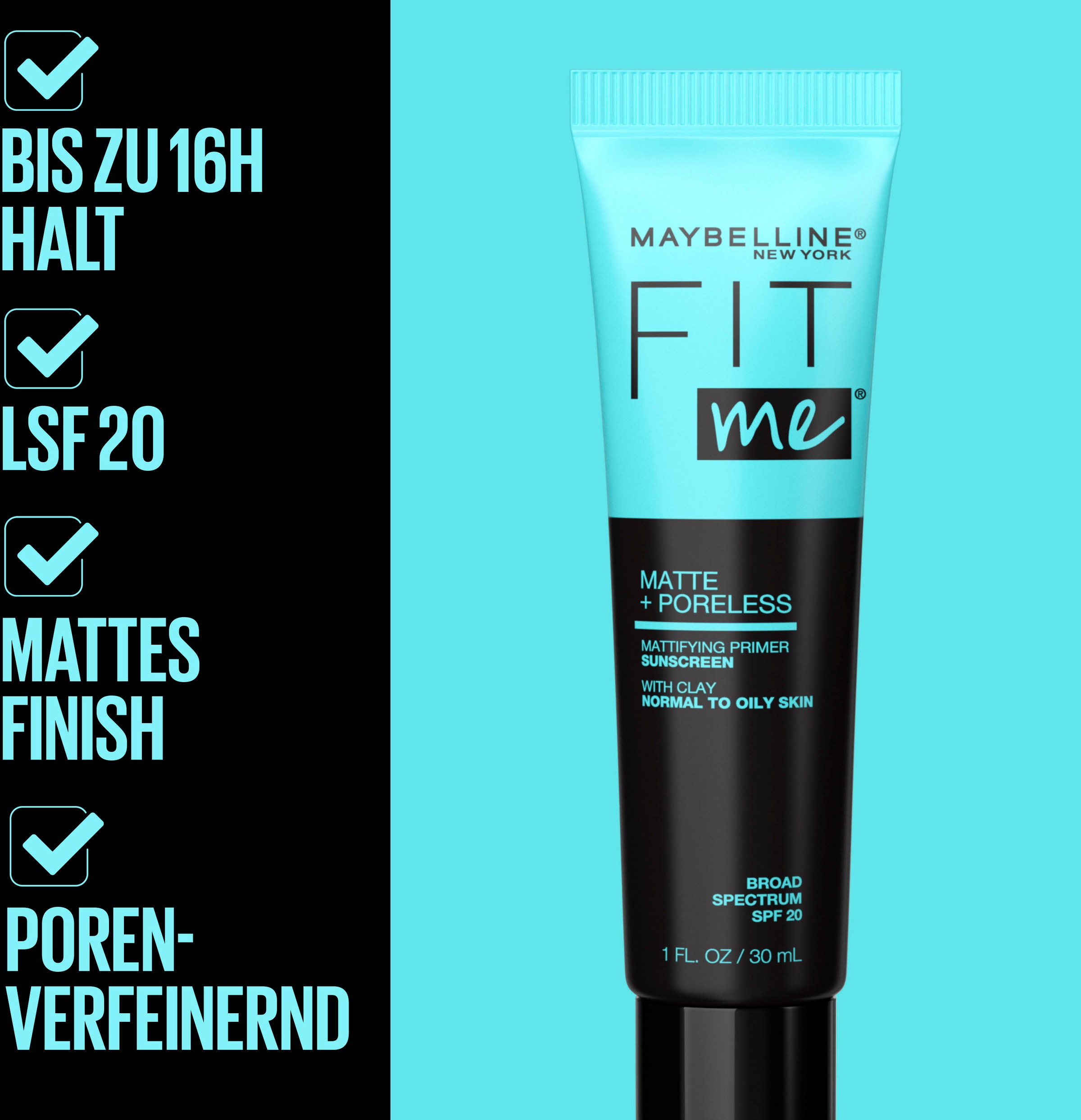 MAYBELLINE NEW YORK Primer »Fit Me Primer Matte & Poreless«, mit langanhaltender Formel