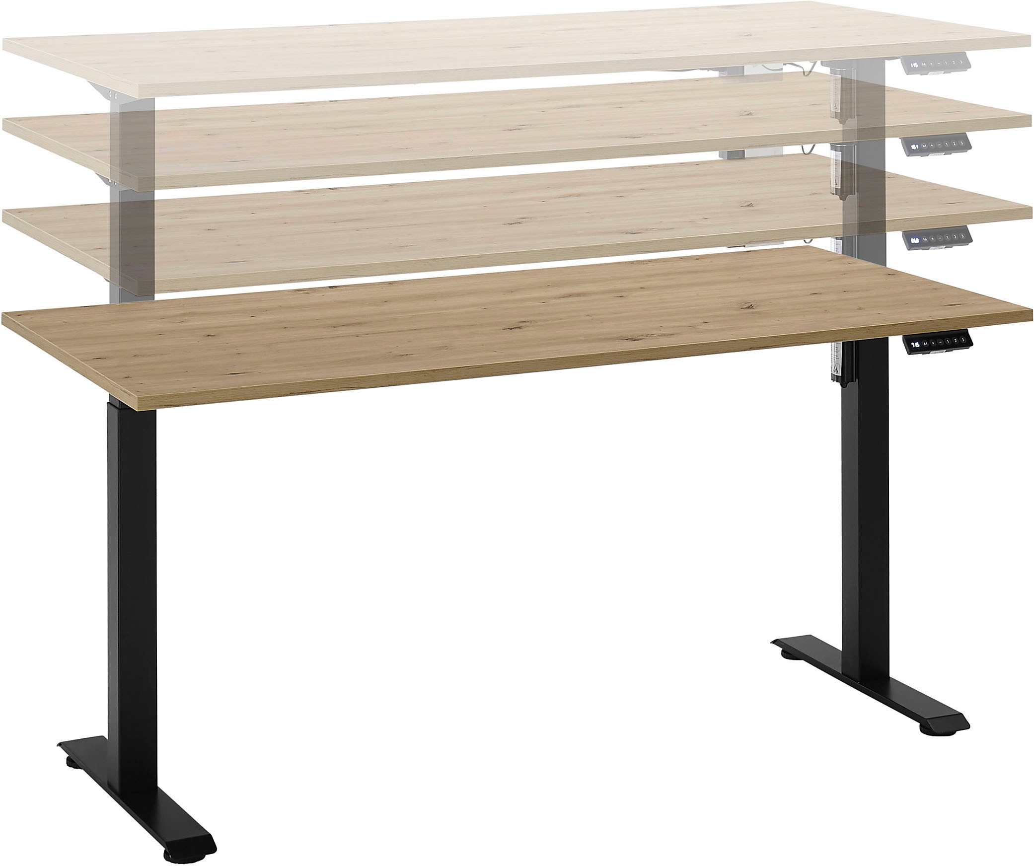 BEGA OFFICE Schreibtisch 2 Stk. tlg. Breite 137 cm, stufenlos höhenverstellbar 74-117 cm