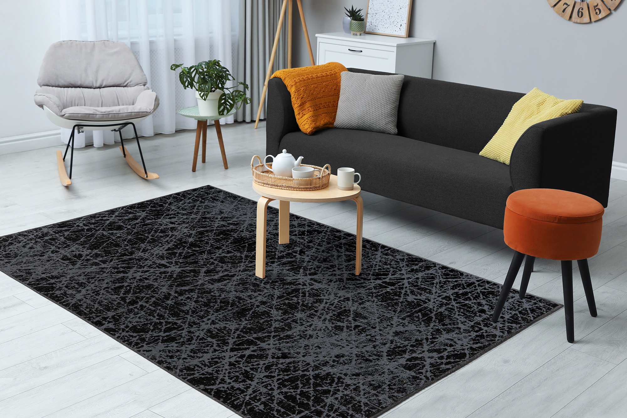 Kayoom Teppich »Kalea 225« rechteckig 8 mm Höhe Flachgewebeteppich mit Relief-Design, Used-Look, moderne Farben