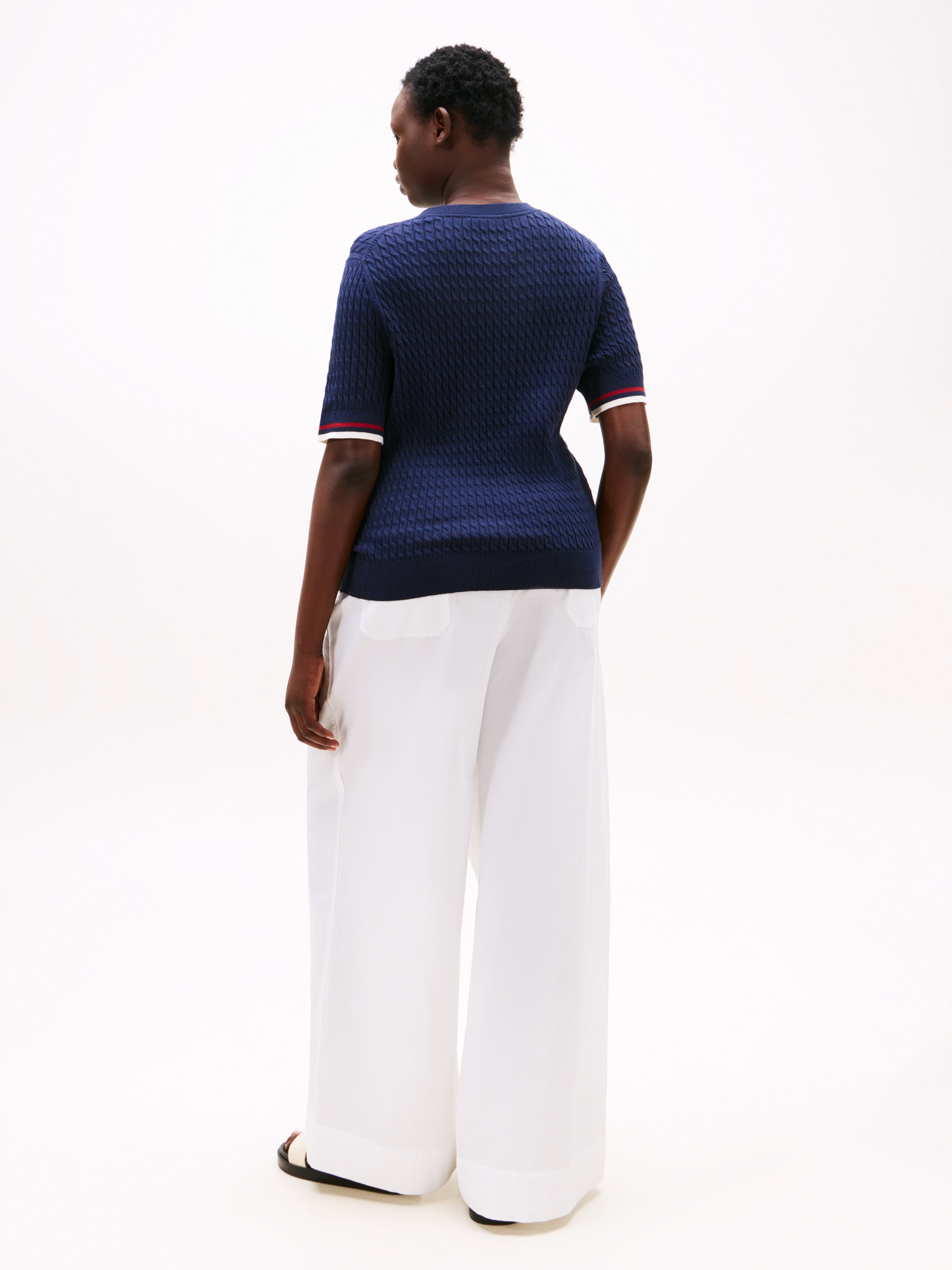 Tommy Hilfiger Curve Strickpullover »CRV CO CABLE FINE GG GPC SS SWT«, in großen Größen, mit Zopfmuster