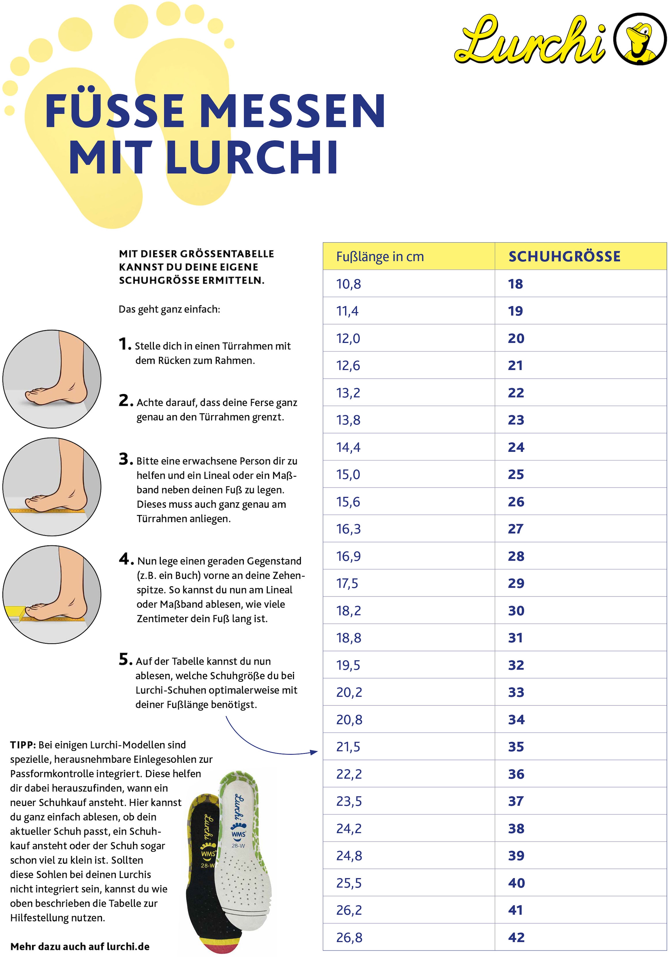 Lurchi Barfußschuh »Jany, Barefoot«, Kinderschuh, Schlupfschuh, Halbschuh, Größenschablone zum Download
