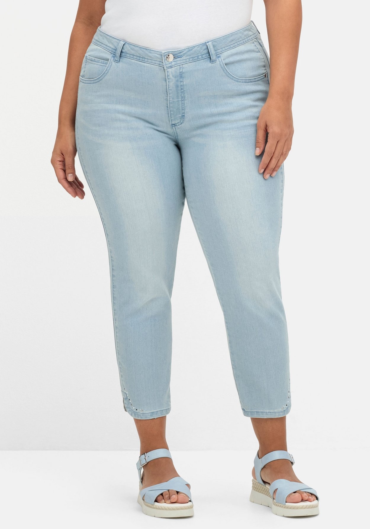 Sheego Stretch-Jeans »Schmale 7/8-Jeans mit Glitzersteinen am Saum«