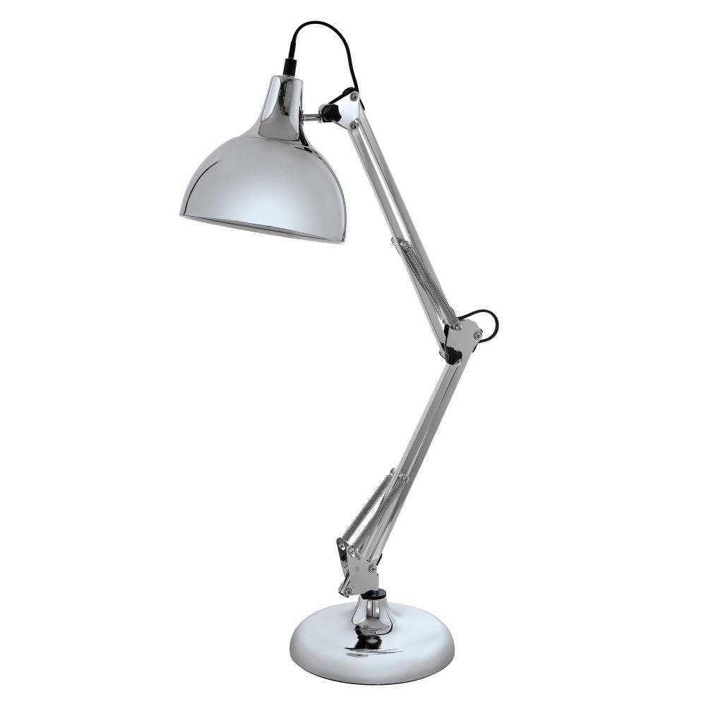 EGLO Tischleuchte »BORGILLIO Tischlampe, Stahl, E27, IP20, Schreibtischlampe, Lampe«, 1 flammig, Leuchtmittel E27 | ohne Leuchtmittel, Tischleuchte, L40 x B19 x H71 cm, chrom, 1X40W exkl.