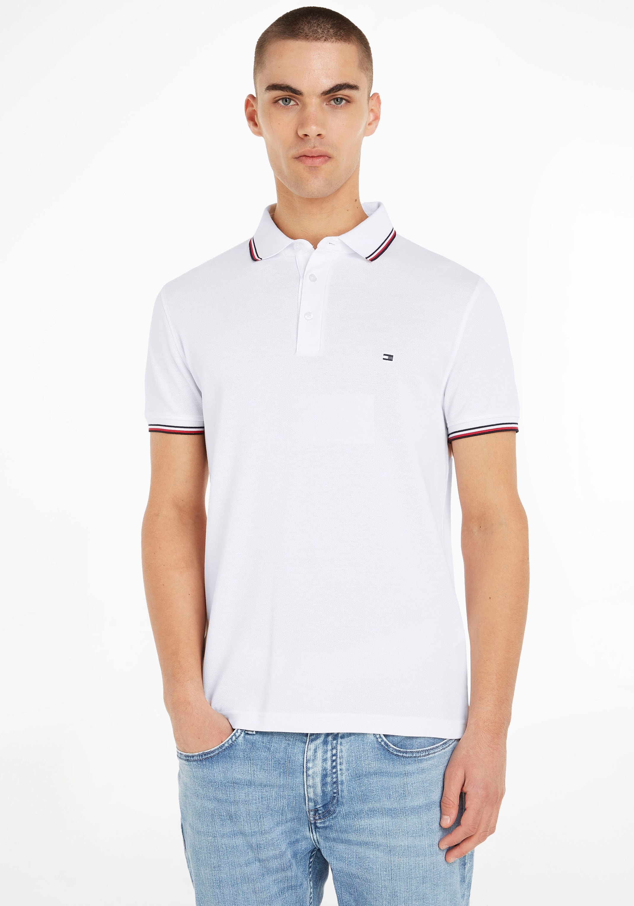 Tommy Hilfiger Poloshirt »1985 RWB TIPPED SLIM POLO«, mit TH-Farben an Ärmel und Kragen