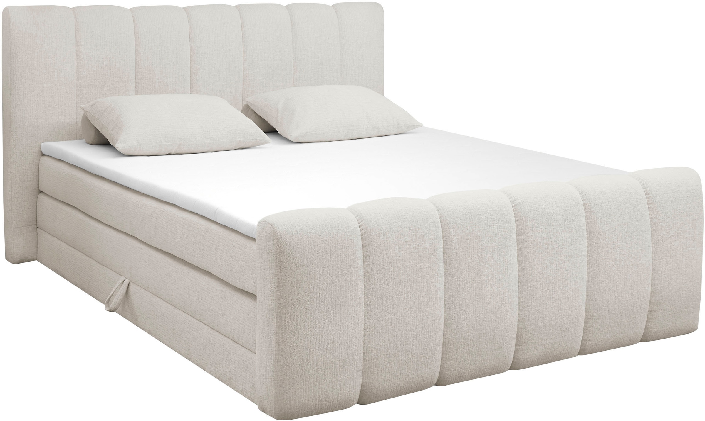 ED EXCITING DESIGN Boxspringbett »Chuck in der Breite 180cm, inkl. Bettkasten, Liegehöhe: 58cm« inkl. Tonnentaschen-Federkernmatratze & Kaltschaum-Topper