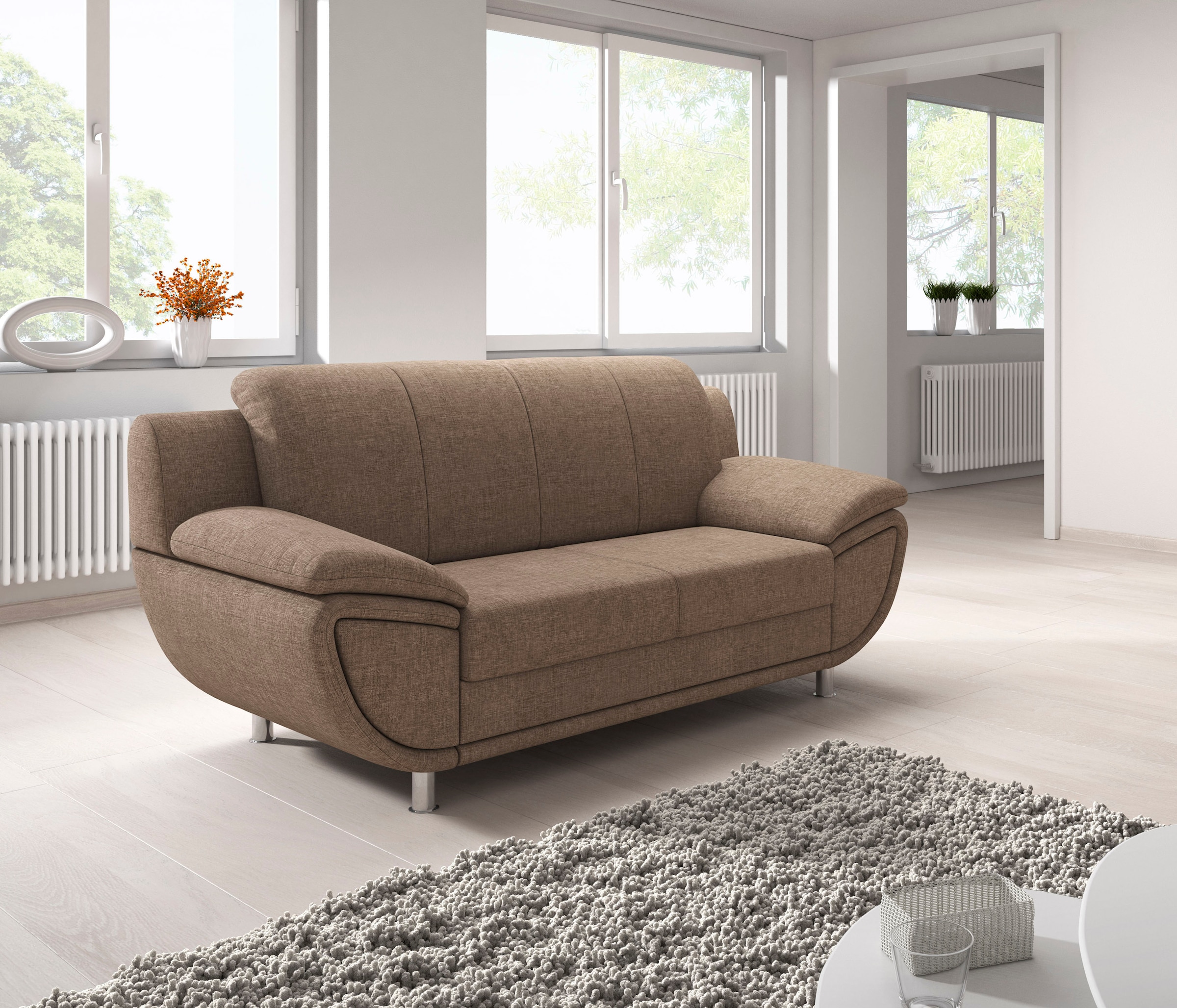 TRENDMANUFAKTUR 2-Sitzer »Rondo II, zeitlos und bequem,« wahlweise mit komfortablem Federkern, mit extra breiten Armlehnen