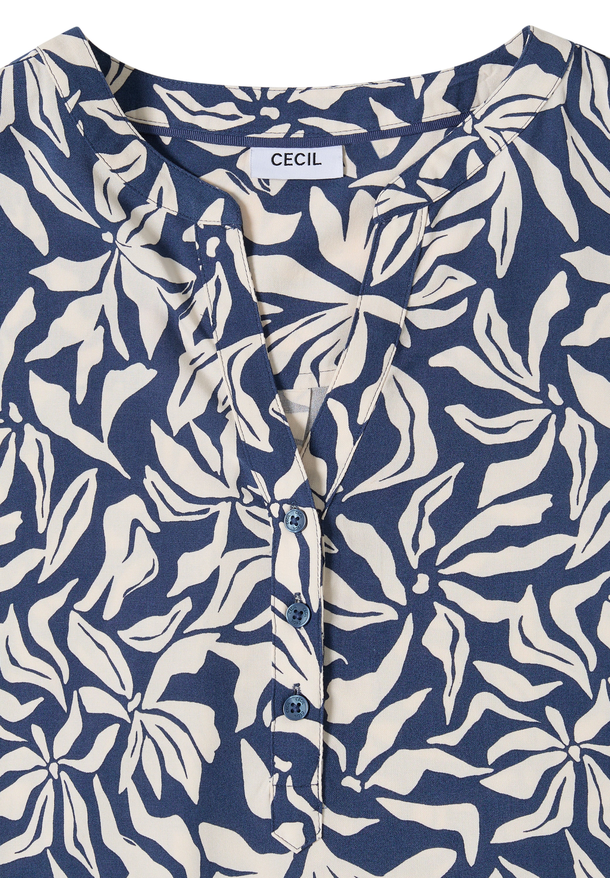 Cecil Druckbluse mit Split Neck und grafischem Muster
