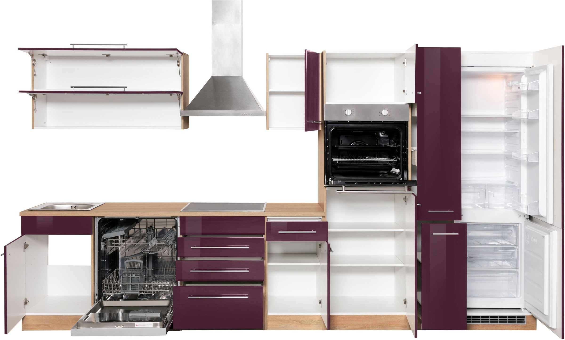 KOCHSTATION Küchenzeile »KS-Eton«, mit E-Geräten, Breite 360 cm