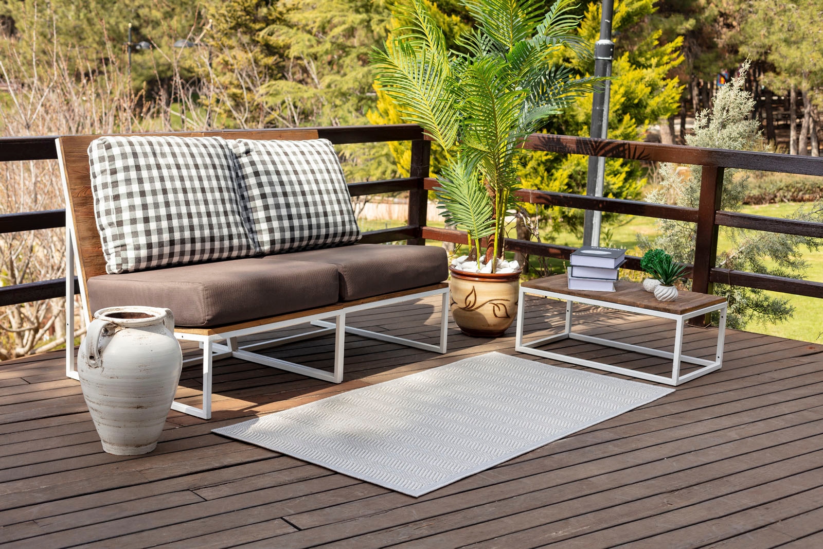 Livabliss Teppich »JENA« rechteckig 5 mm Höhe In- & Outdoorteppich, Wetterfest, Boho-Teppich für Balkon, Terrasse