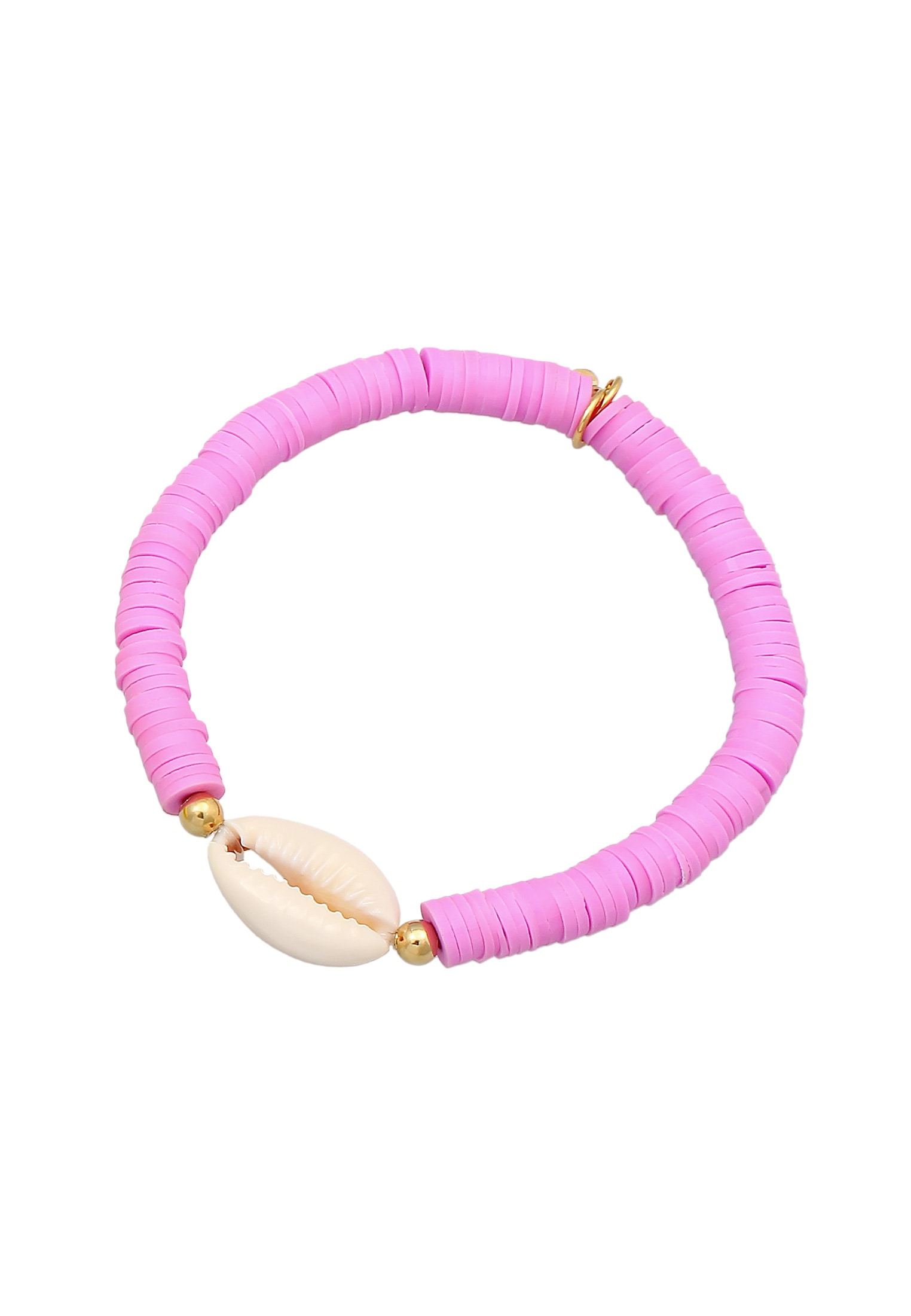 Elli Armkette »Armband Heishi Perlen Bunt Kauri Muschel 925 Silb«