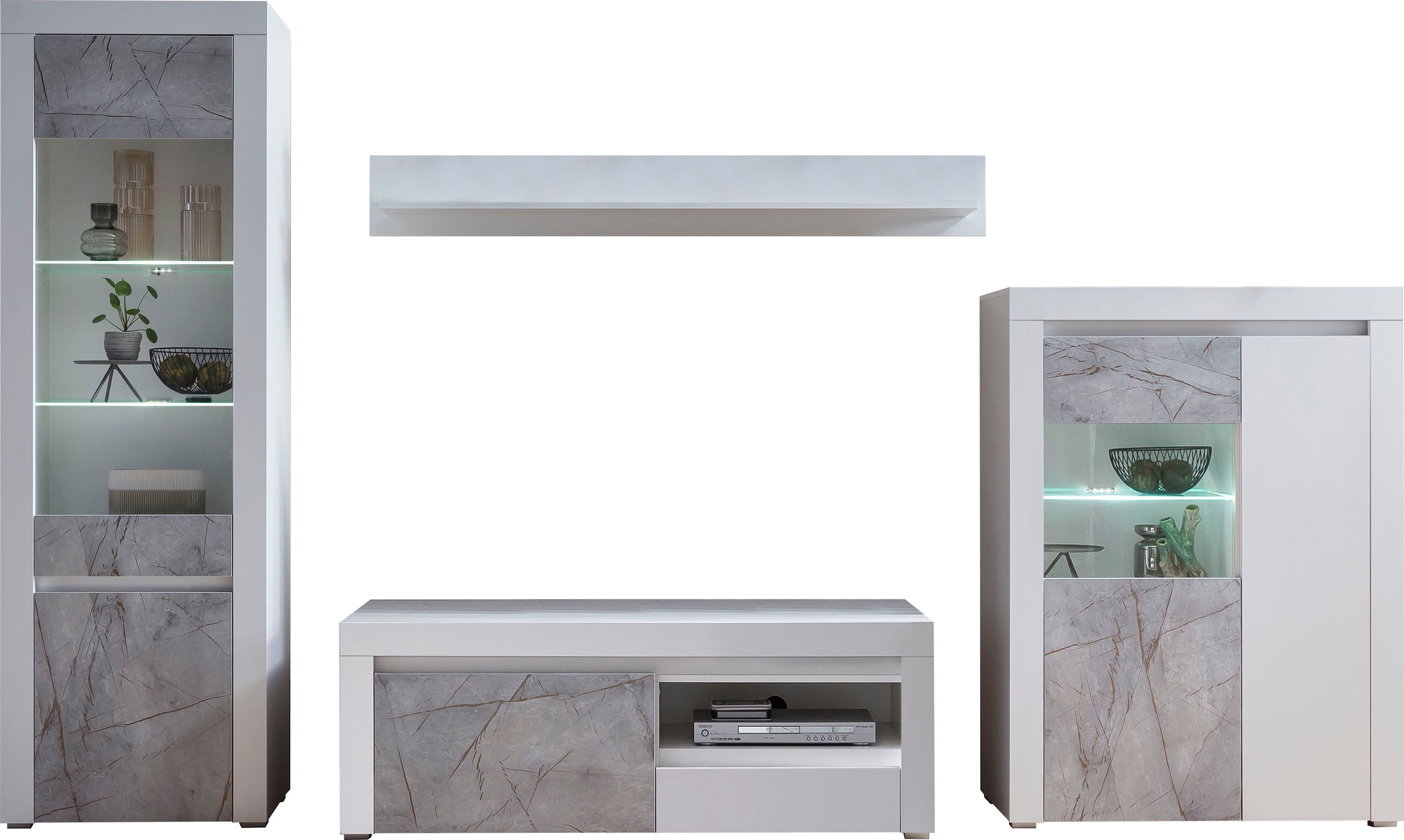 Home affaire Wohnwand »Stone Marble«, vier kaufen bestehend (4 Raten cm aus grifflosen auf Breite 319 Design, St.), in Möbelstücken