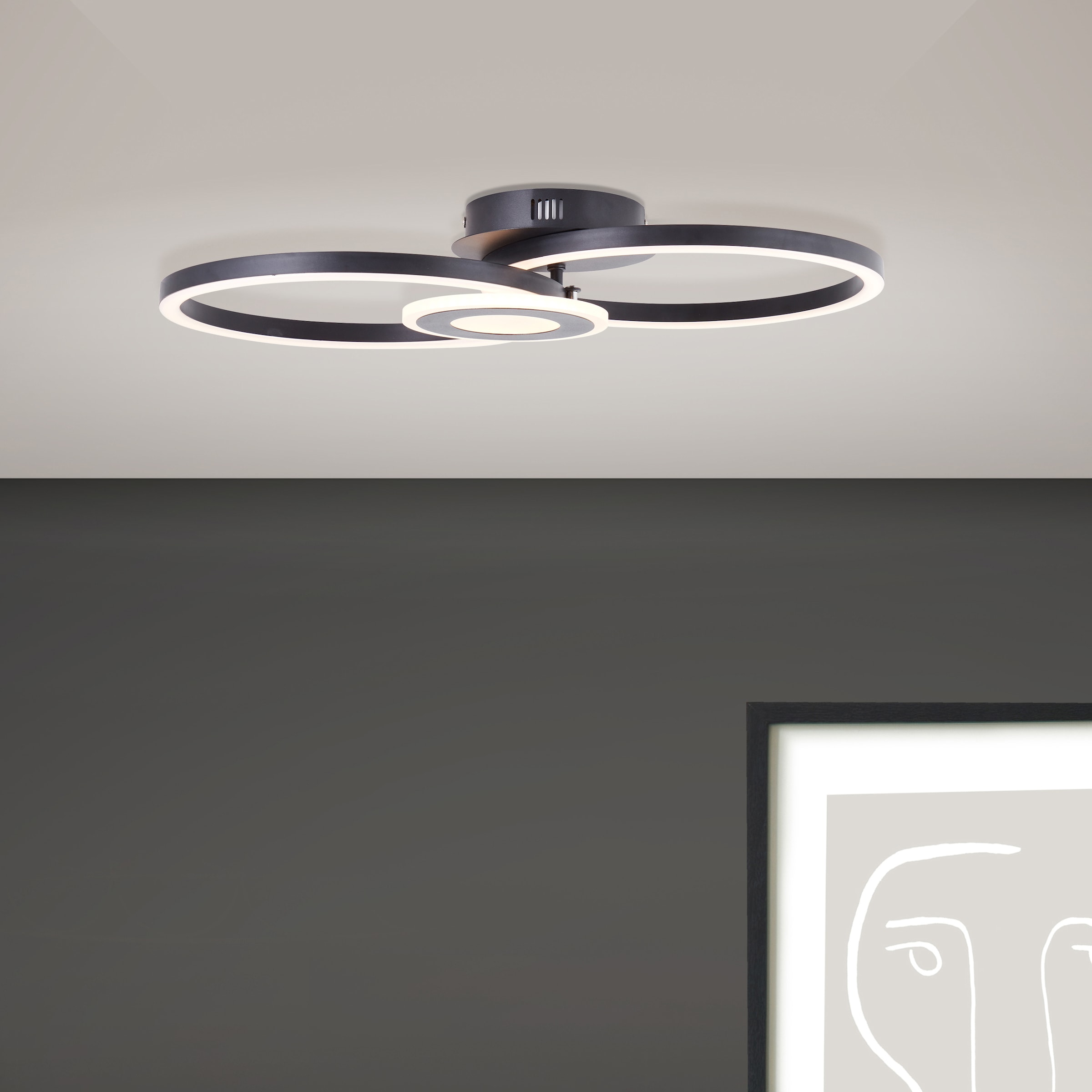 Brilliant LED Deckenleuchte »Avanza« LED-Modul Warmweiß LED-Profilleuchte, 30 x 52 cm, 2900 lm, 3000 K, schwenkbar, schwarz