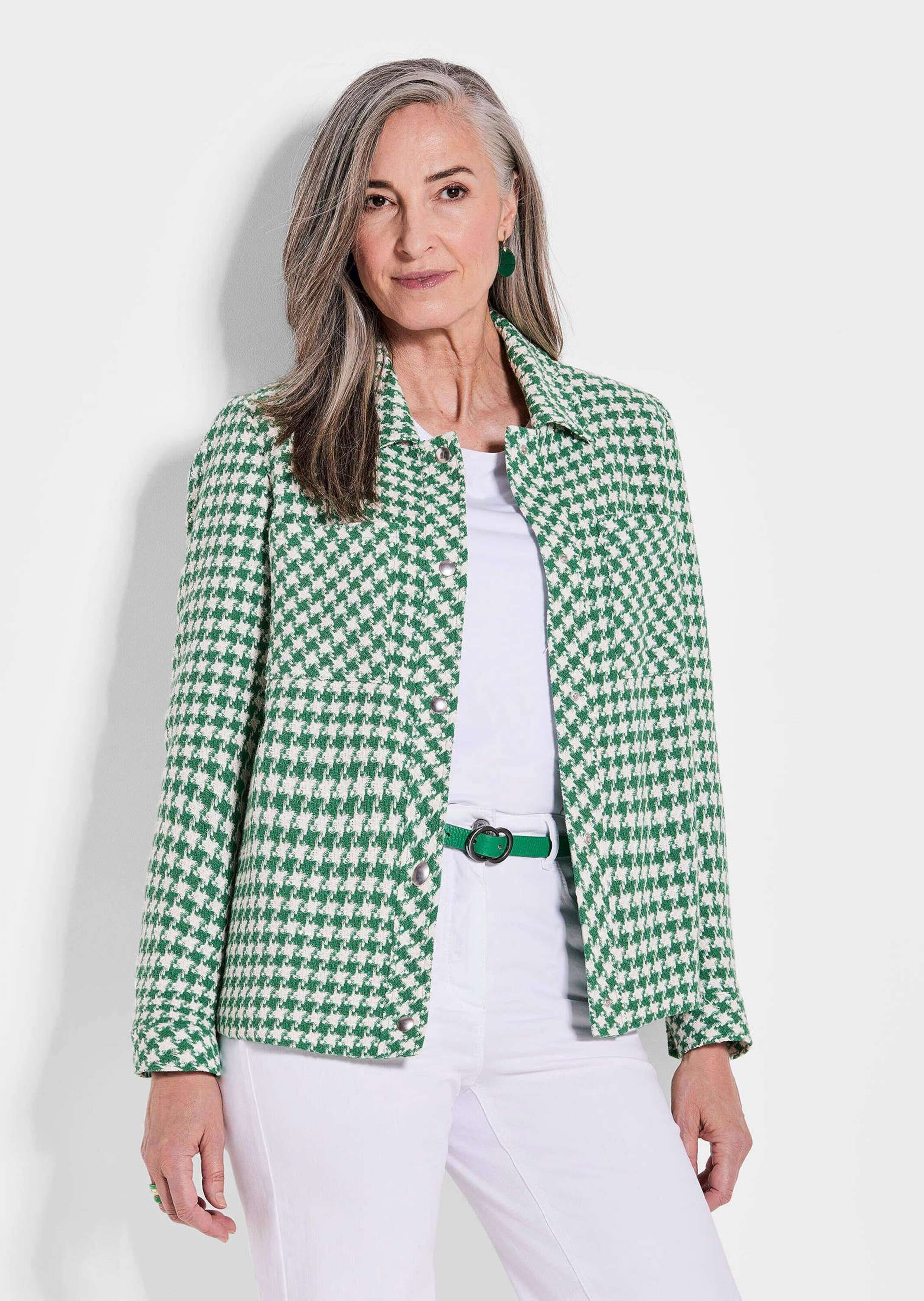 GOLDNER Jackenblazer »Kurzgröße Blazer mit Hahnentrittmuster«