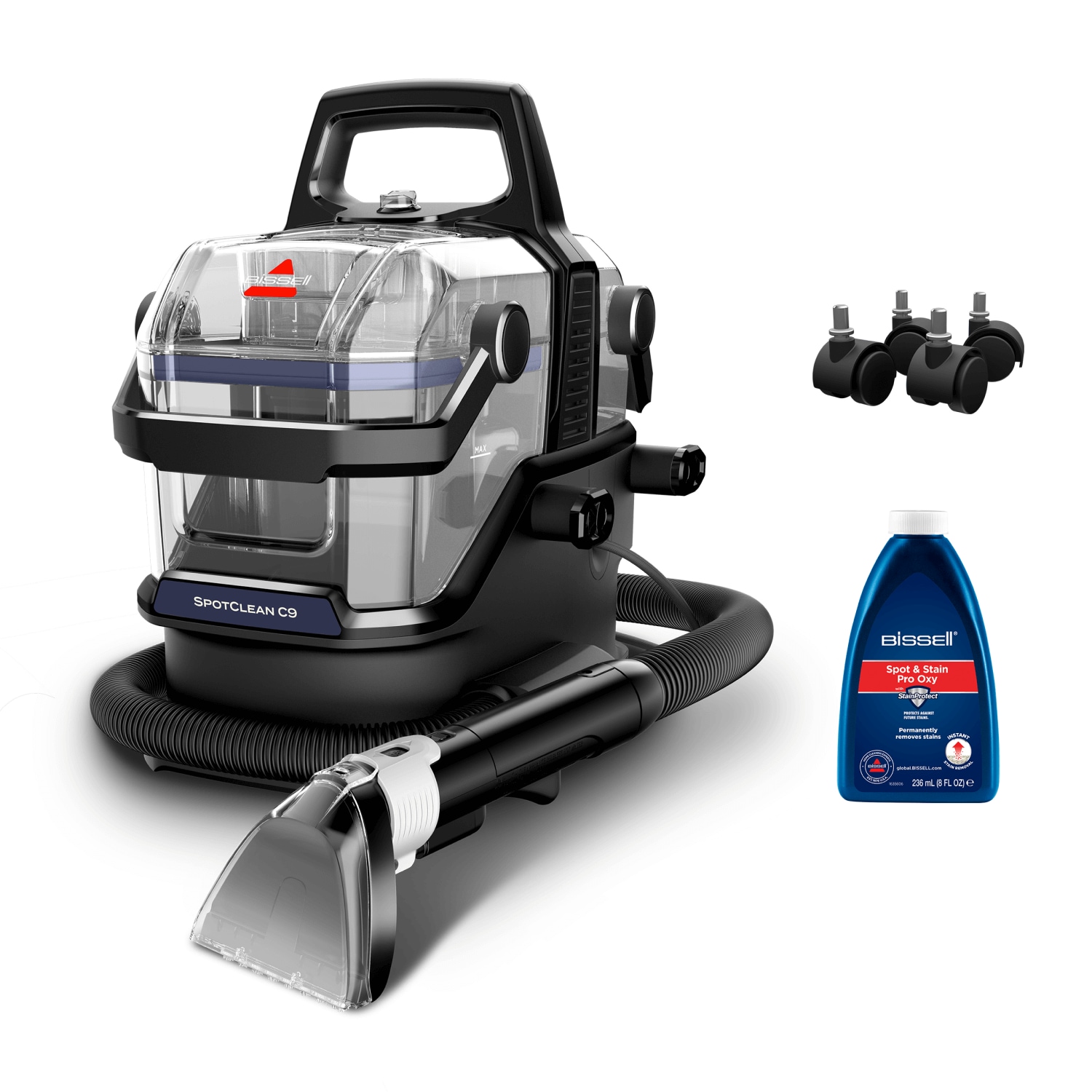 Bissell SpotClean C9 Select machine de nettoyage de tapis À la main Profond Noir, Transparent
