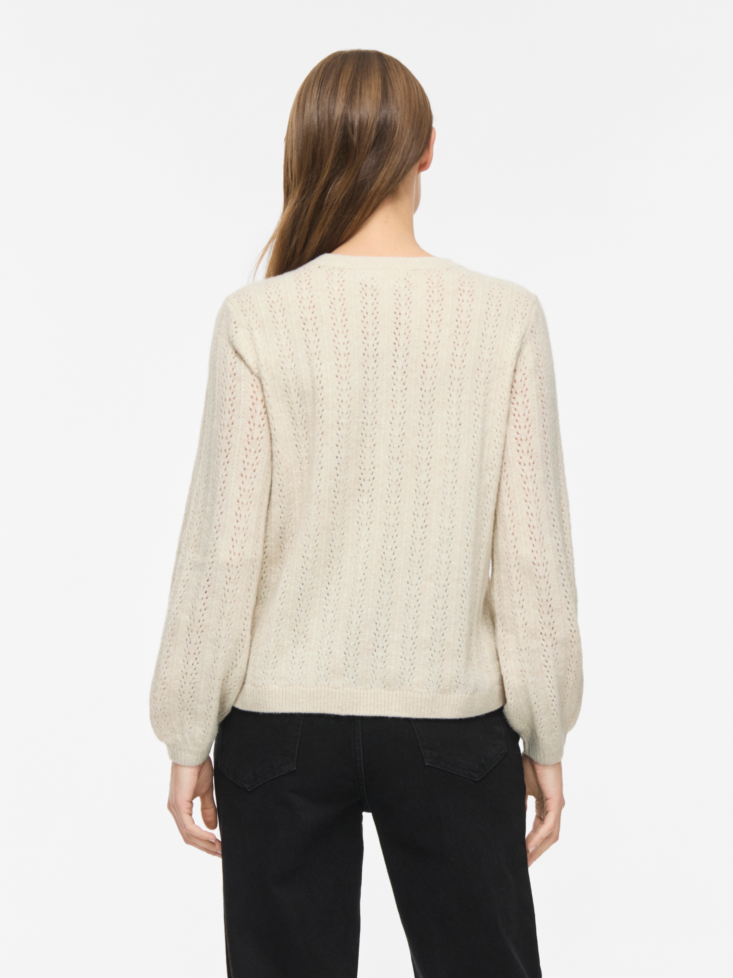 Vila Strickpullover »VILIGA POINTELLE L/S O-NECK TOP -NOOS« Materialmix